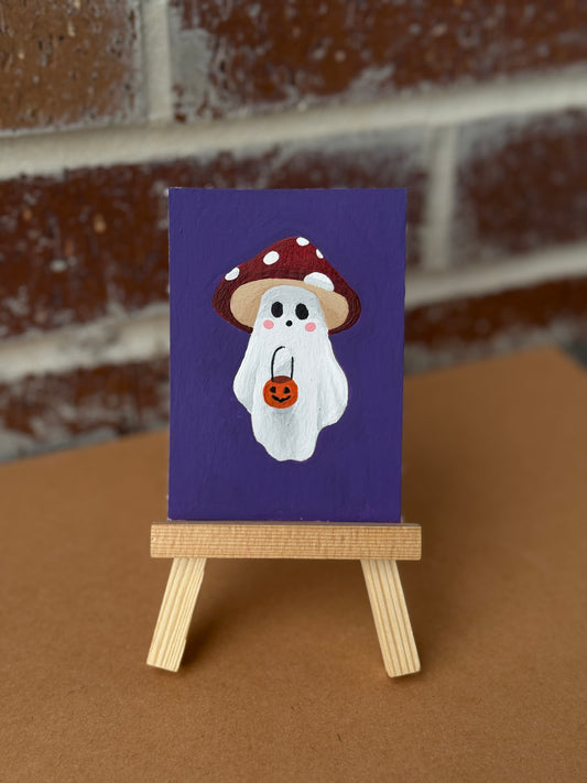 ACEO Original Mini Art "Shroom Ghost” 2.5"x3.5"