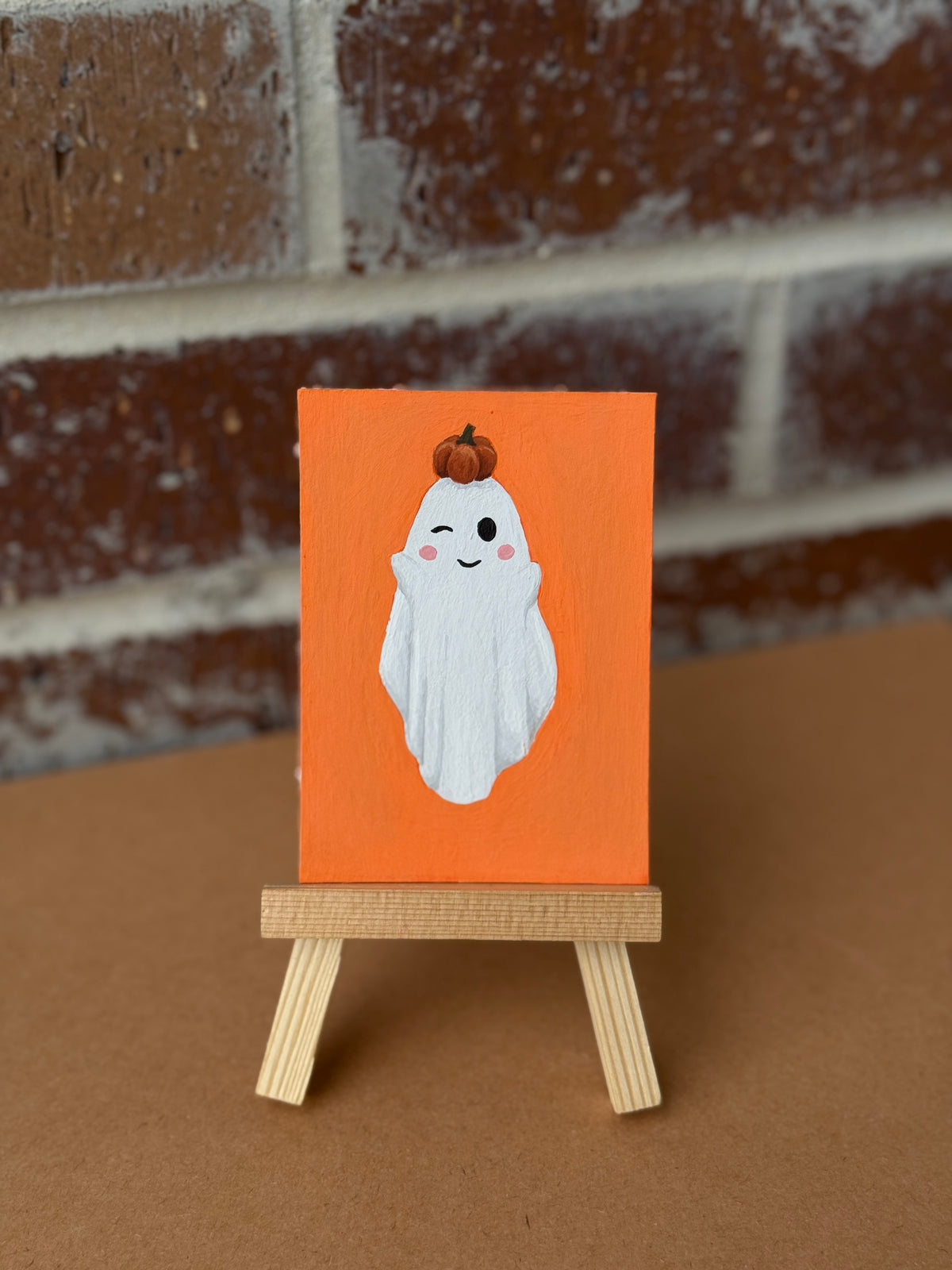 ACEO Original Mini Art "Pumpkin Ghost” 2.5"x3.5"