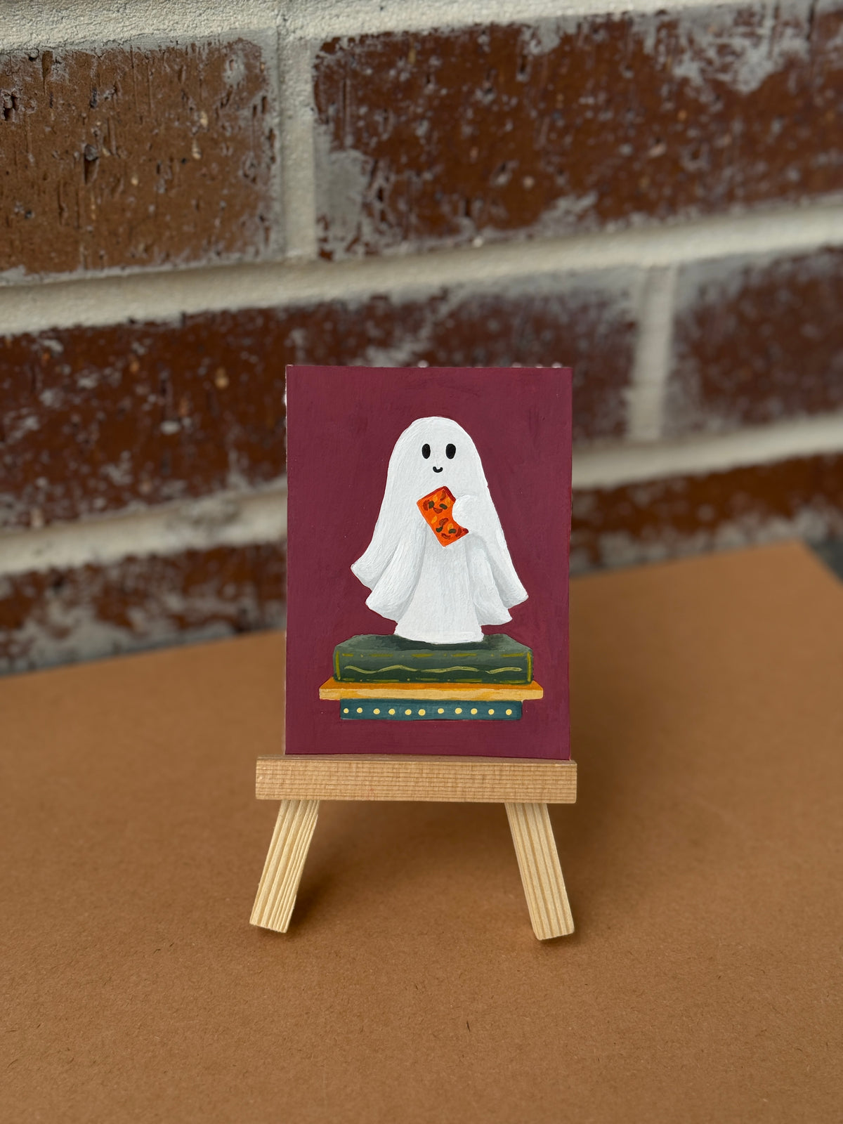 ACEO Original Mini Art "Bookish Ghost” 2.5"x3.5"
