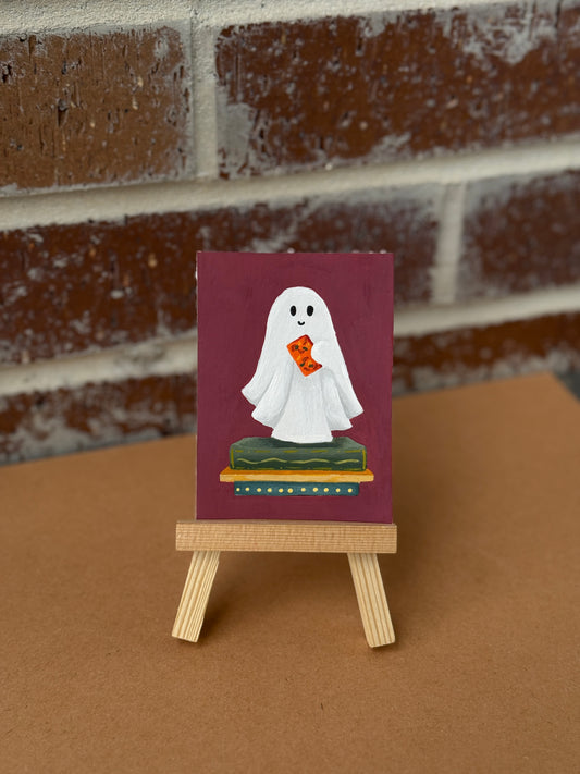 ACEO Original Mini Art "Bookish Ghost” 2.5"x3.5"