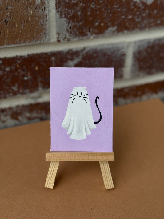 ACEO Original Mini Art "Cat Ghost” 2.5"x3.5"