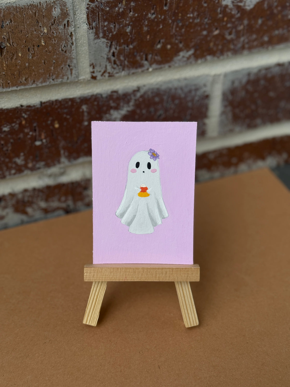 ACEO Original Mini Art "Candy Ghost” 2.5"x3.5"