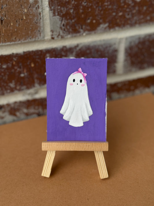 ACEO Original Mini Art "Bow Ghost” 2.5"x3.5"
