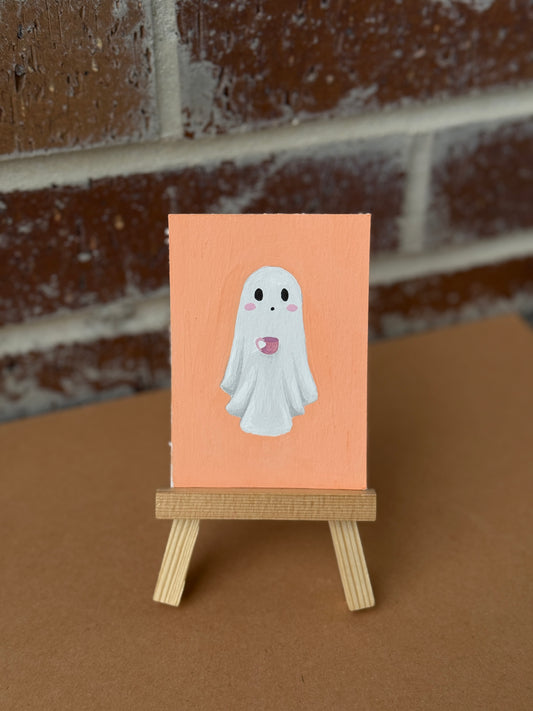 ACEO Original Mini Art "Coffee Ghost” 2.5"x3.5"