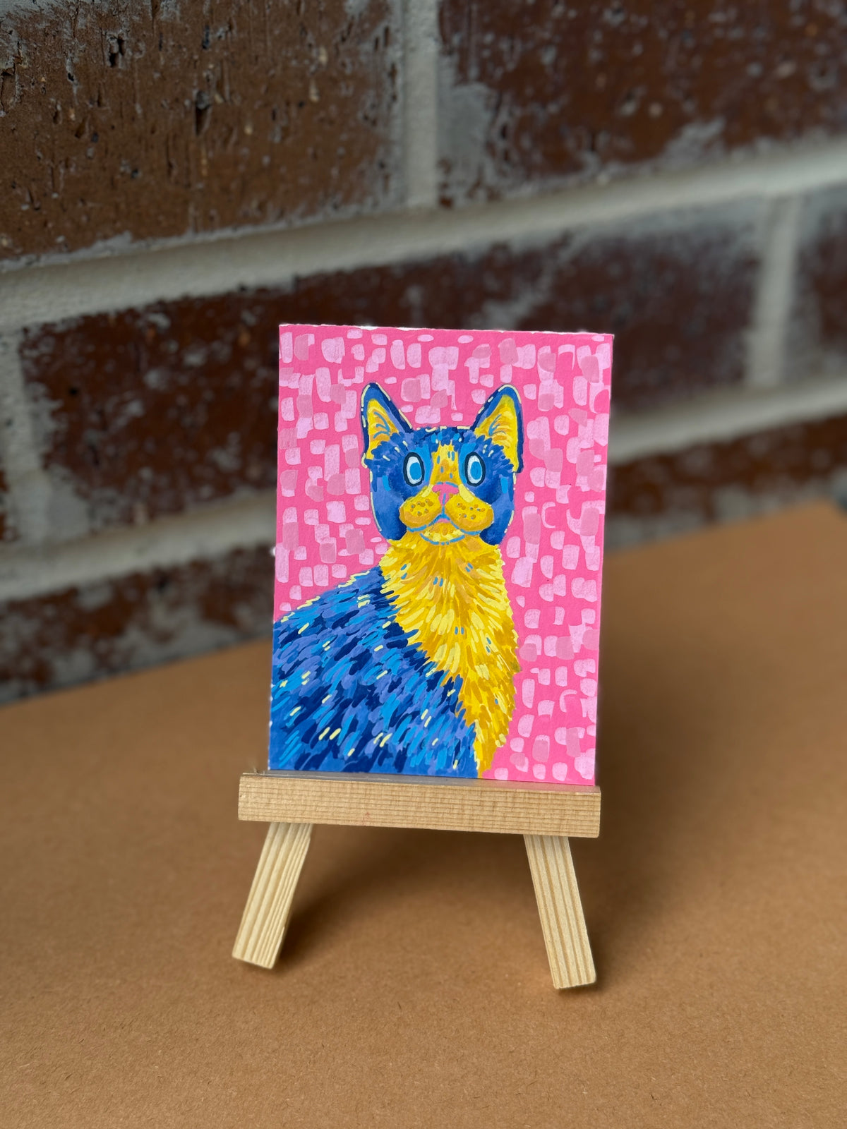 ACEO Original Mini Art "Abstract Kitty” 2.5"x3.5"
