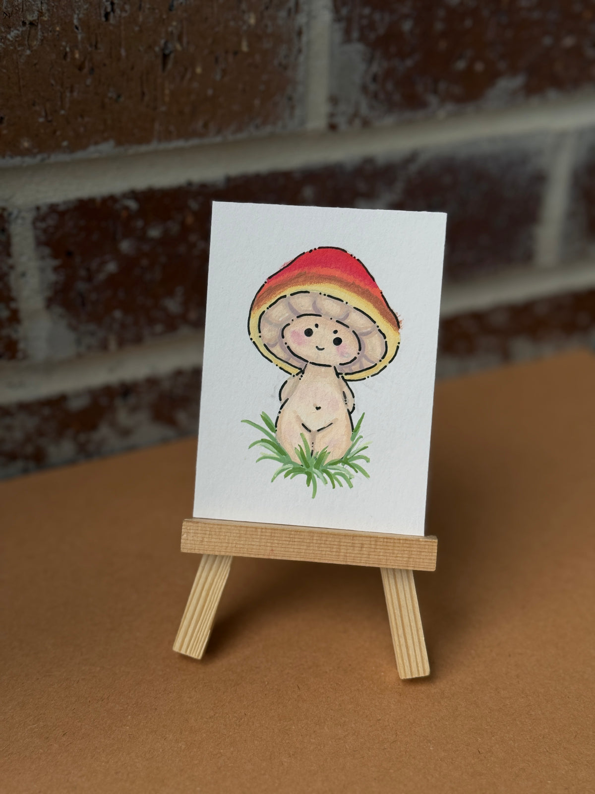 ACEO Original Mini Art "Cutie Mushy” 2.5"x3.5"