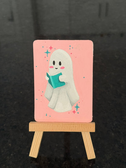 ACEO Original Mini Art "Bookish Ghost 2” 2.5"x3.5"