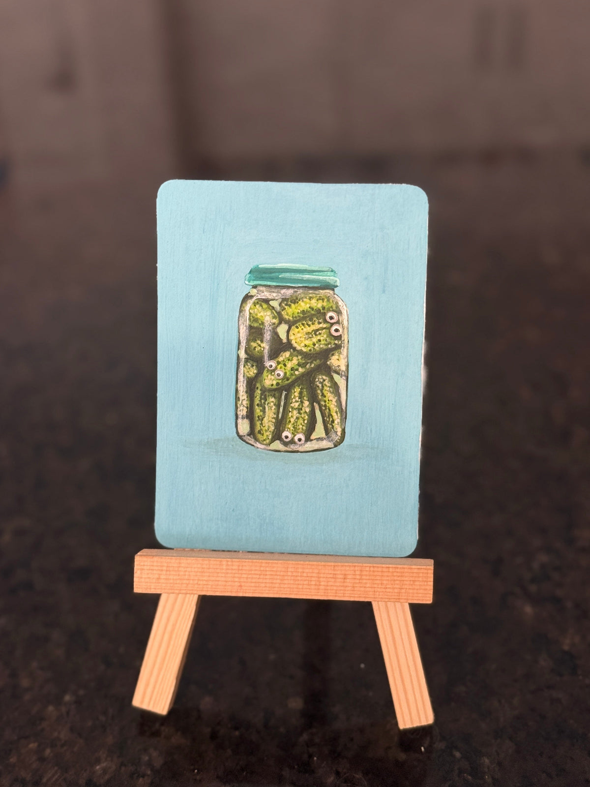 ACEO Original Mini Art "Googly Pickles” 2.5"x3.5"