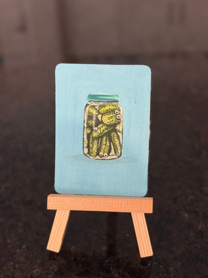 ACEO Original Mini Art "Googly Pickles” 2.5"x3.5"