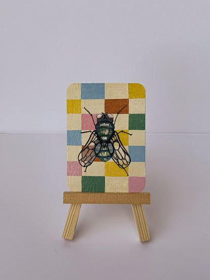 ACEO Original Mini Art "Pastel Fly” 2.5"x3.5"