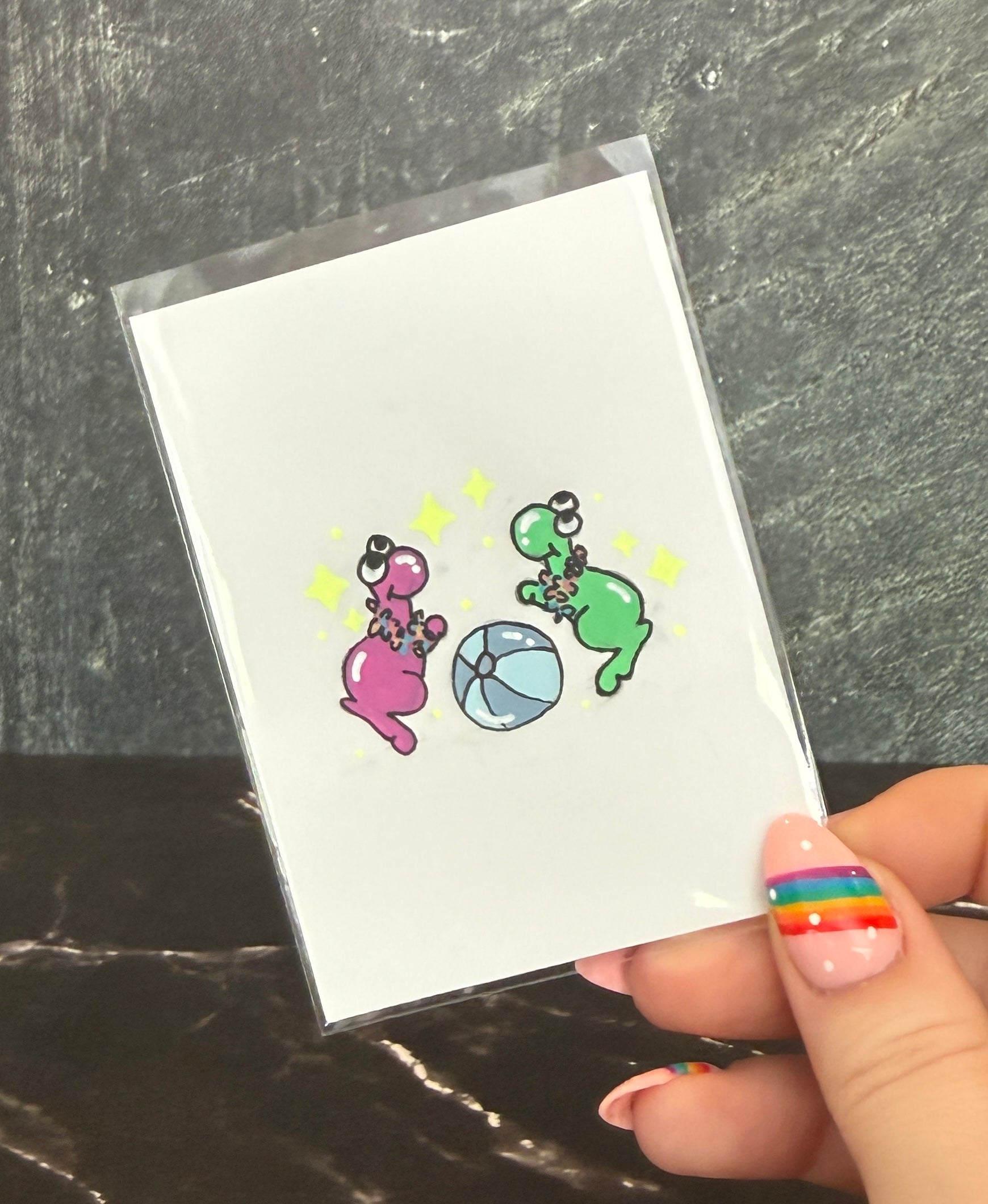 ACEO Original Acrylic Gouache Art "Beach Nerds” 2.5x3.5