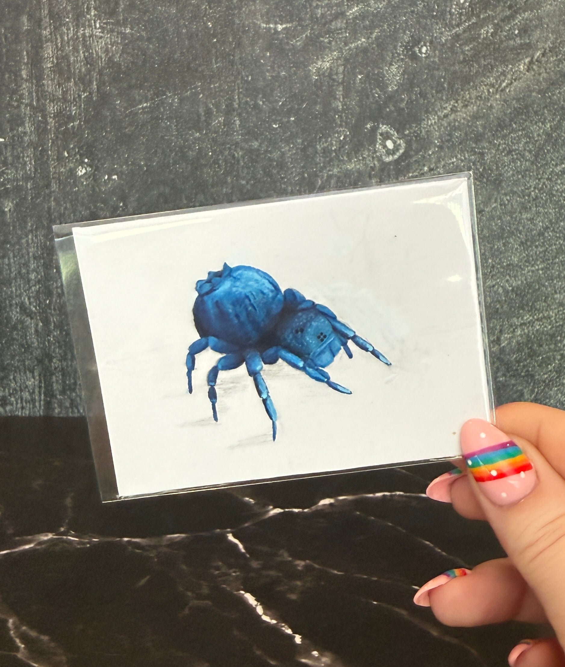 ACEO Original Acrylic Gouache Art "Velvet Bloob” 2.5x3.5