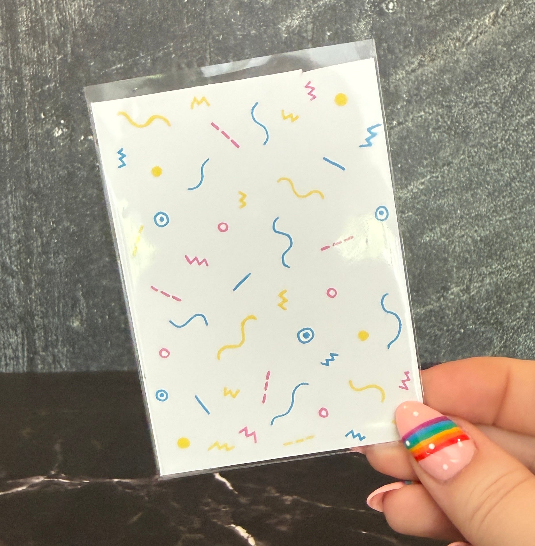 ACEO Original Acrylic Gouache Art "Pansexual Funky Pattern” 2.5x3.5