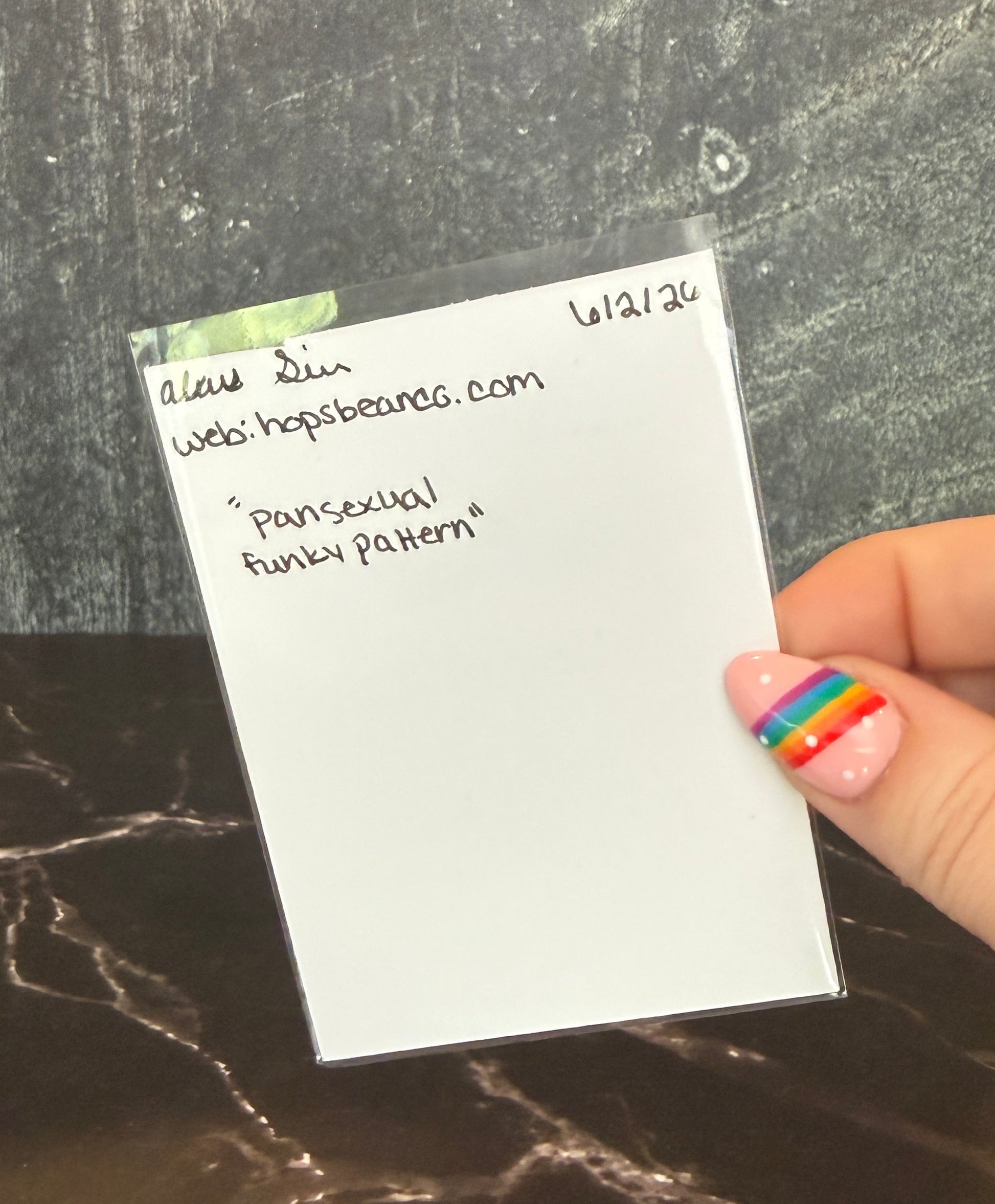 ACEO Original Acrylic Gouache Art "Pansexual Funky Pattern” 2.5x3.5