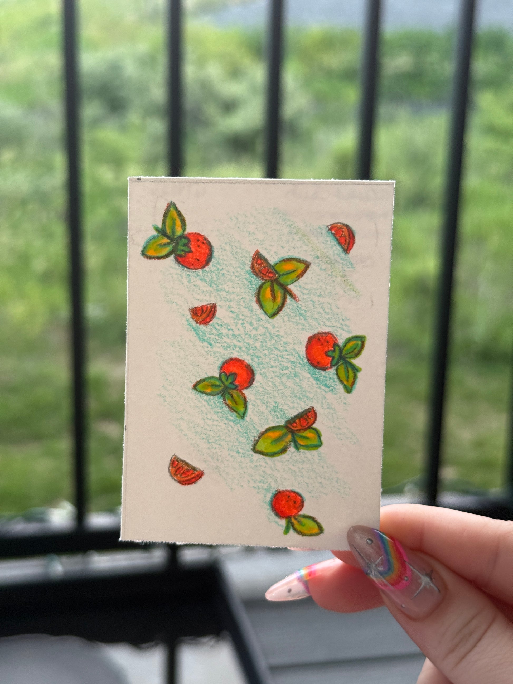 ACEO Original Acrylic Gouache Art "Oranges” 2.5x3.5