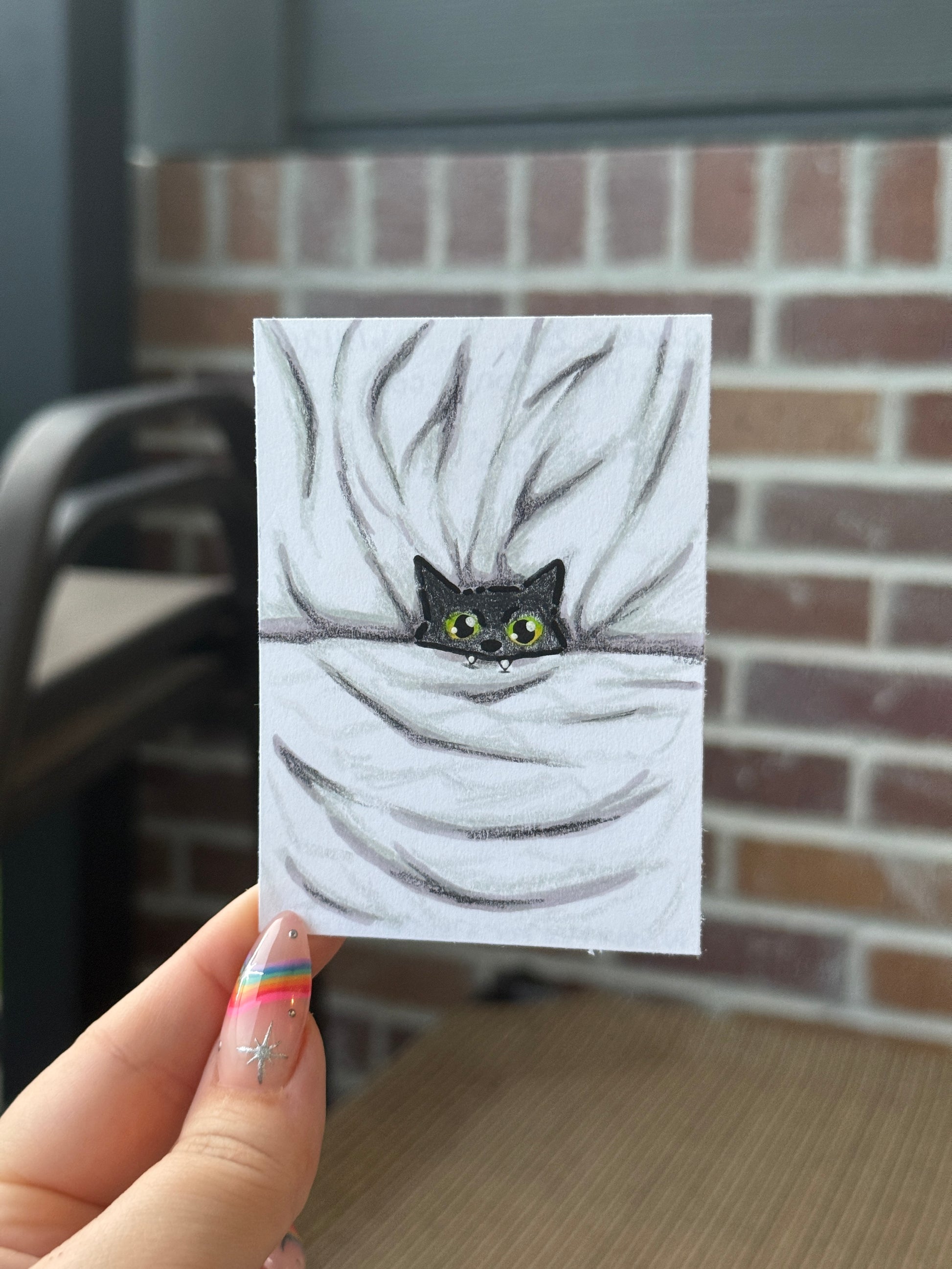 ACEO Original Acrylic Gouache Art "Comfy Void” 2.5x3.5