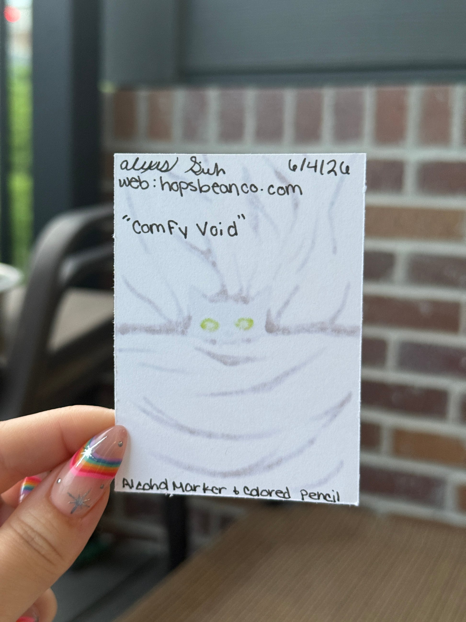 ACEO Original Acrylic Gouache Art "Comfy Void” 2.5x3.5