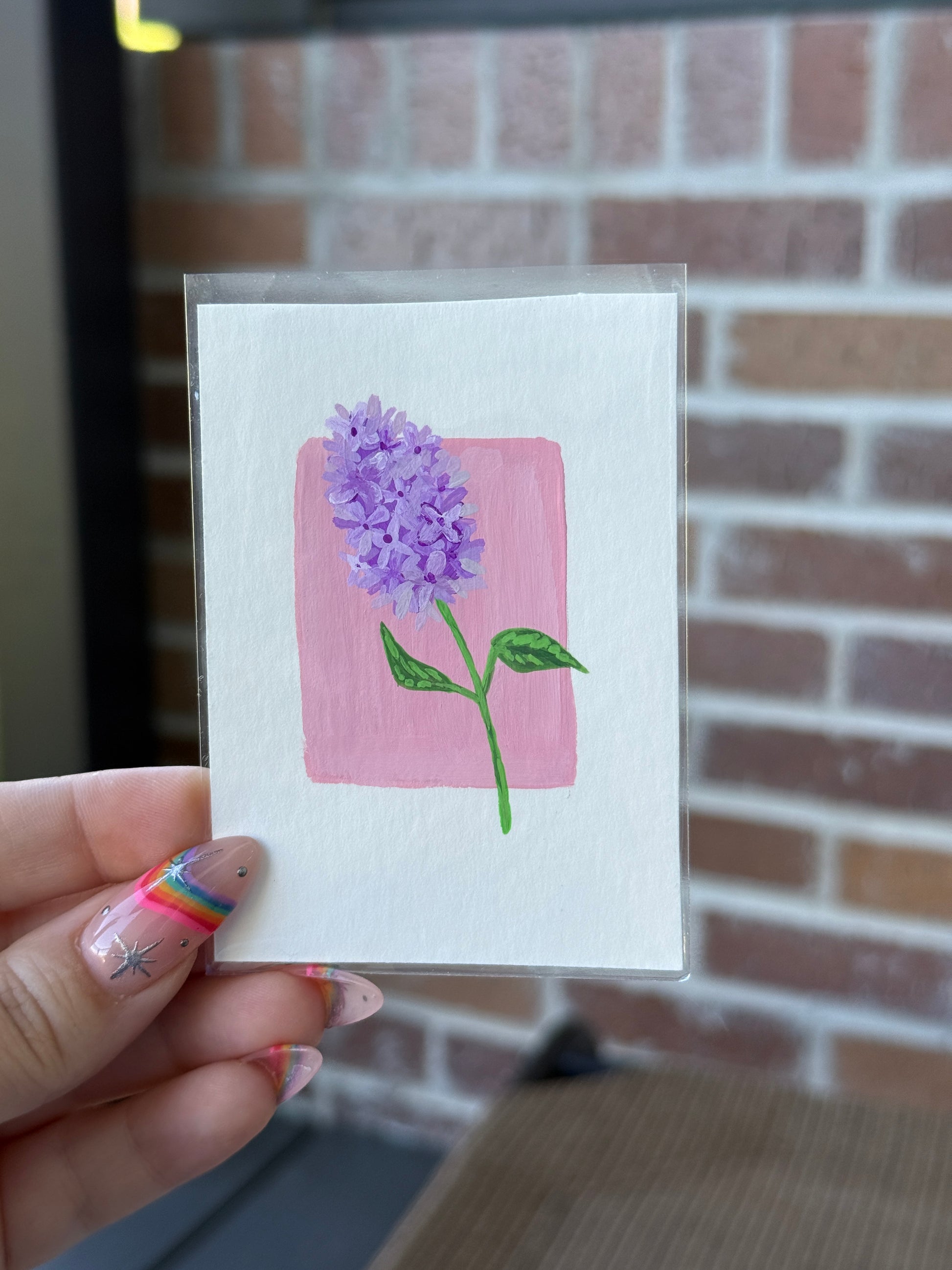 ACEO Original Mini Gouache Art "Lilac” 2.5x3.5 // floral // flowers // lilacs // gifts // artwork //
