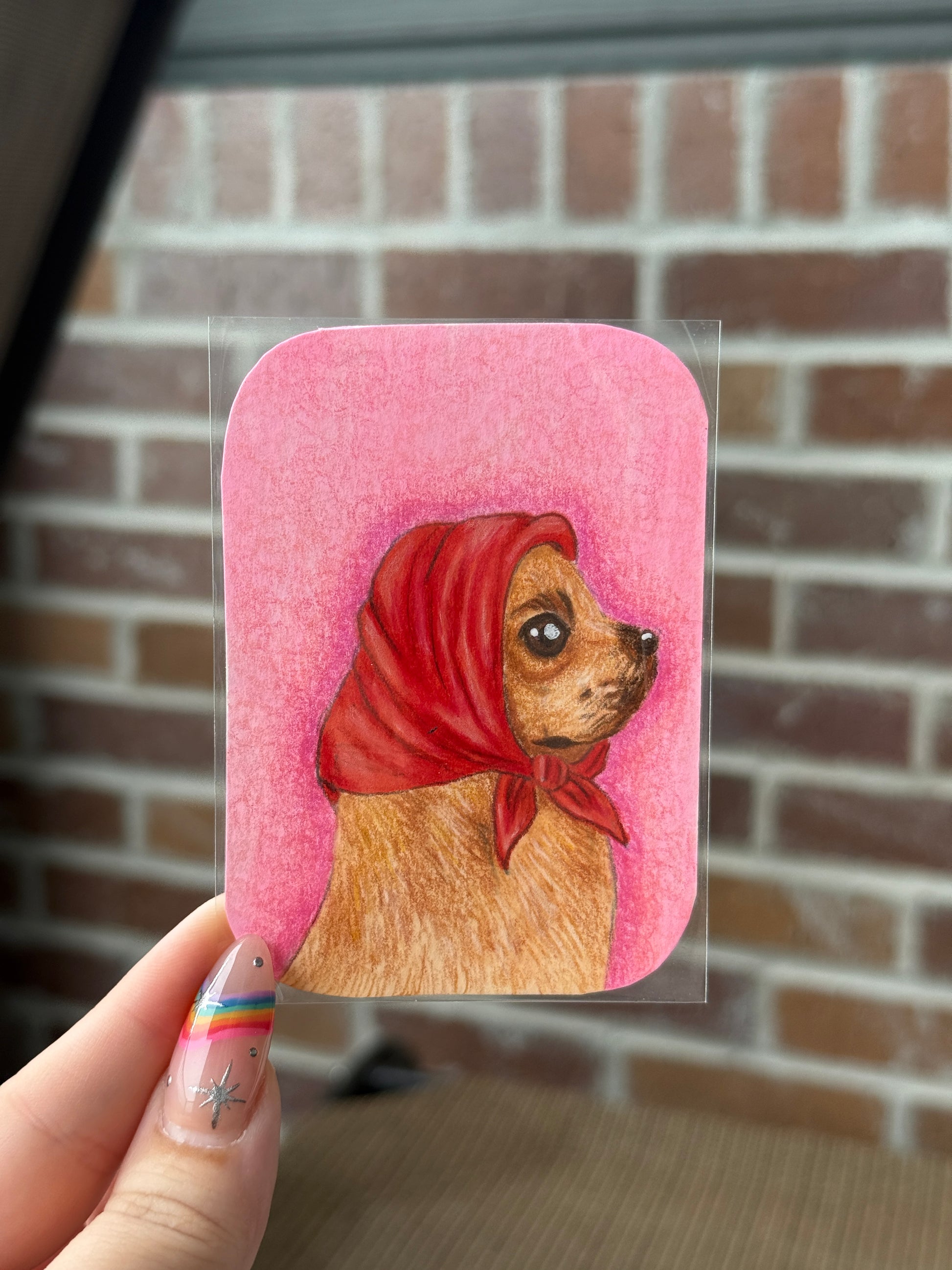 ACEO Original Mini Mixed Media Art "Chihuahua Queen” 2.5x3.5 // cutie // dog // chihuahua // gifts // artwork //