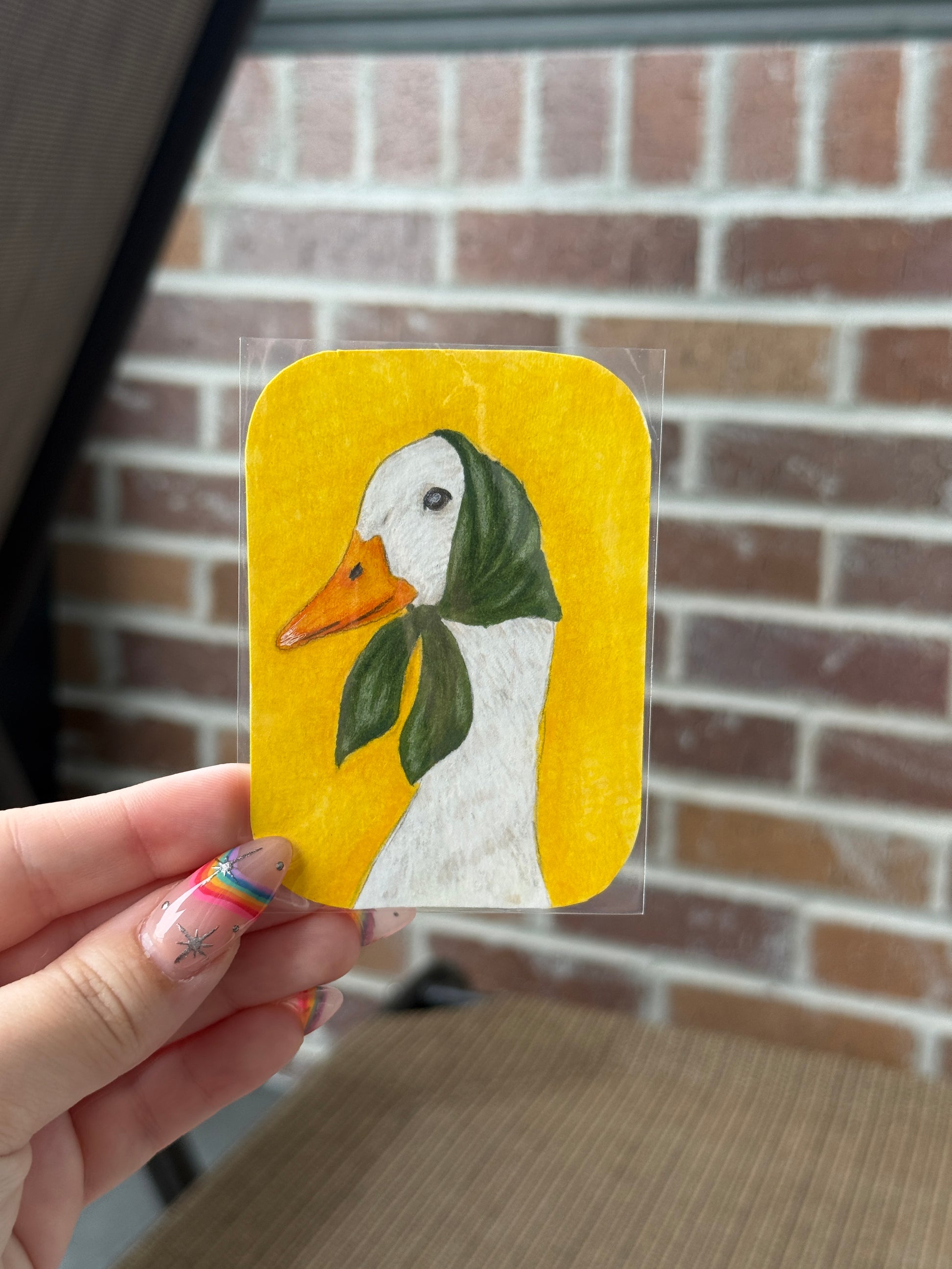 ACEO Original Mini Mixed Media Art "Duck Queen” 2.5x3.5 // cutie // duck // bird // gifts // artwork //