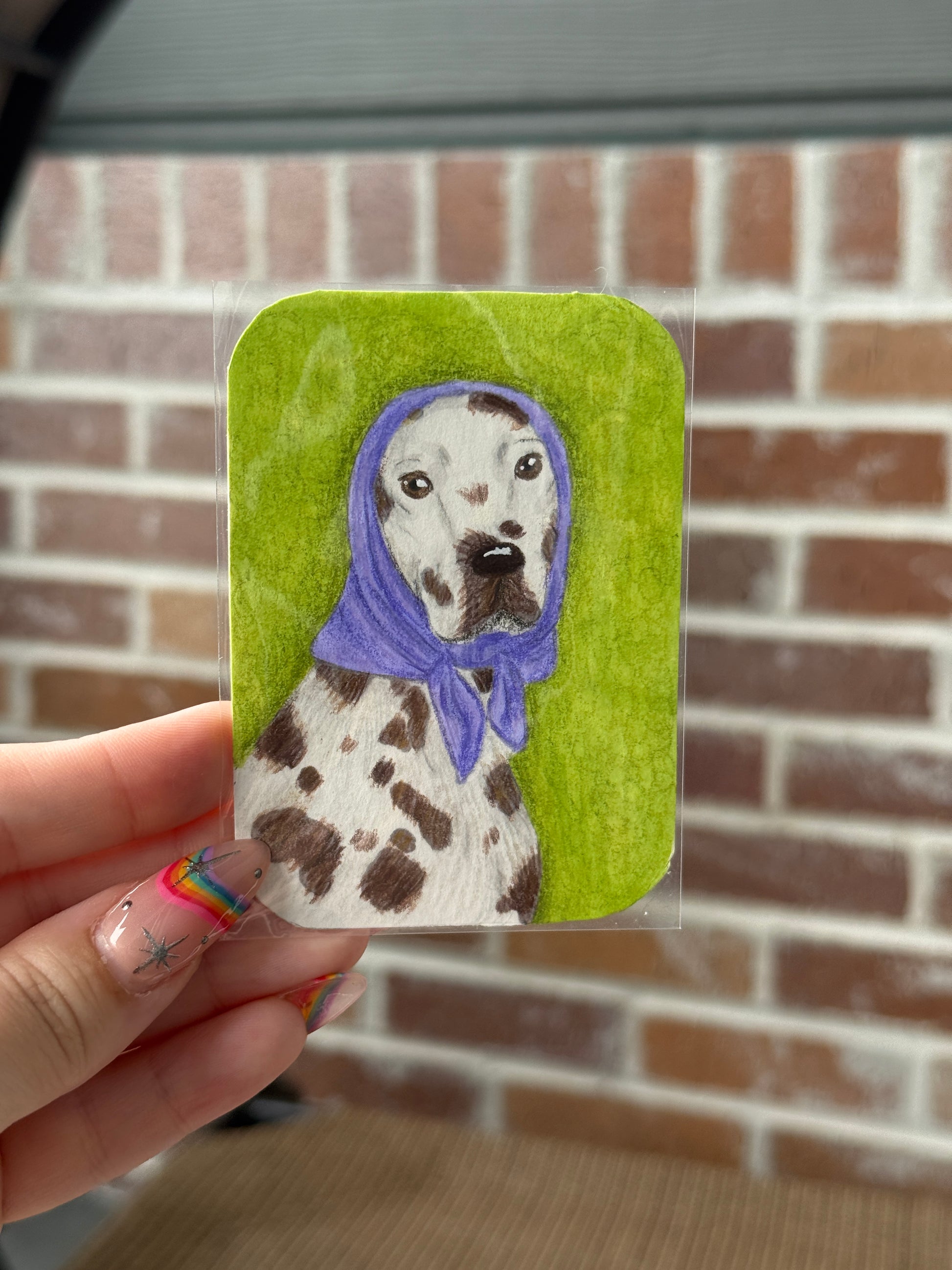 ACEO Original Mini Mixed Media Art "Dalmatian Queen” 2.5x3.5 // dog // dalmatian // gifts // artwork //
