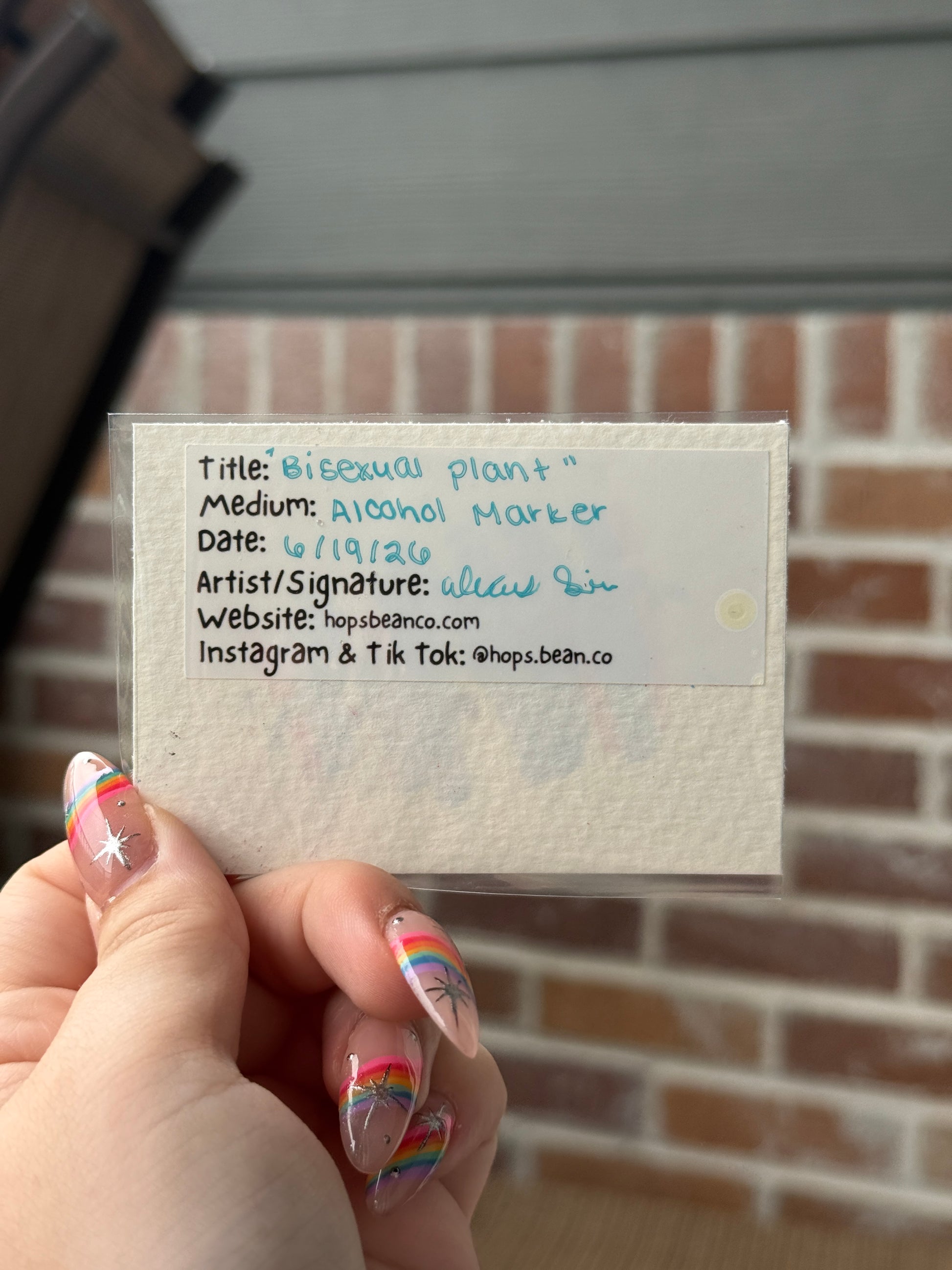 ACEO Original Mini Colored Pencil Art "Bisexual Plant” 2.5x3.5 // bisexual // plant // gift // artwork //