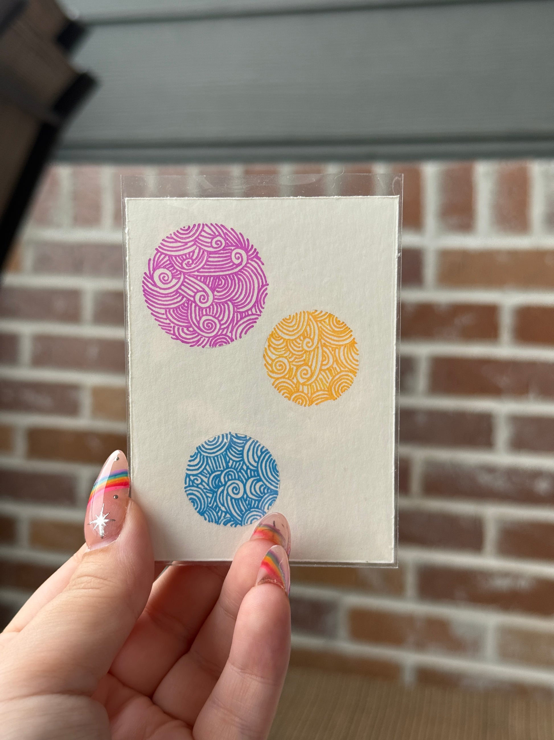 ACEO Original Mini Gel Pen Art "Pansexual Swirl” 2.5x3.5 // pansexual // swirls // abstract // artwork //