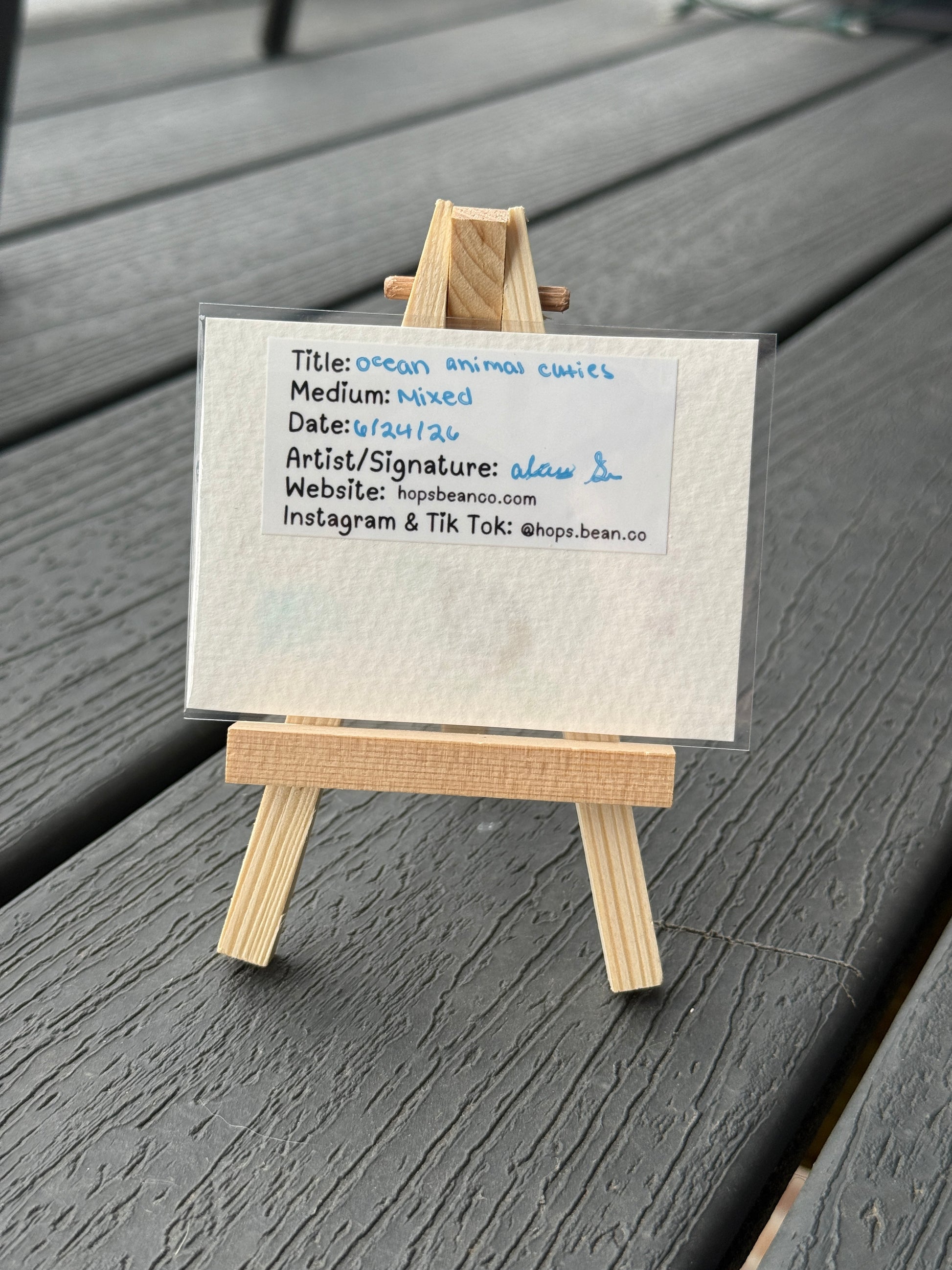 ACEO Original Mini Mixed Media Art "Ocean Animal Cuties” 2.5x3.5 // ocean // sea // gift // artwork //