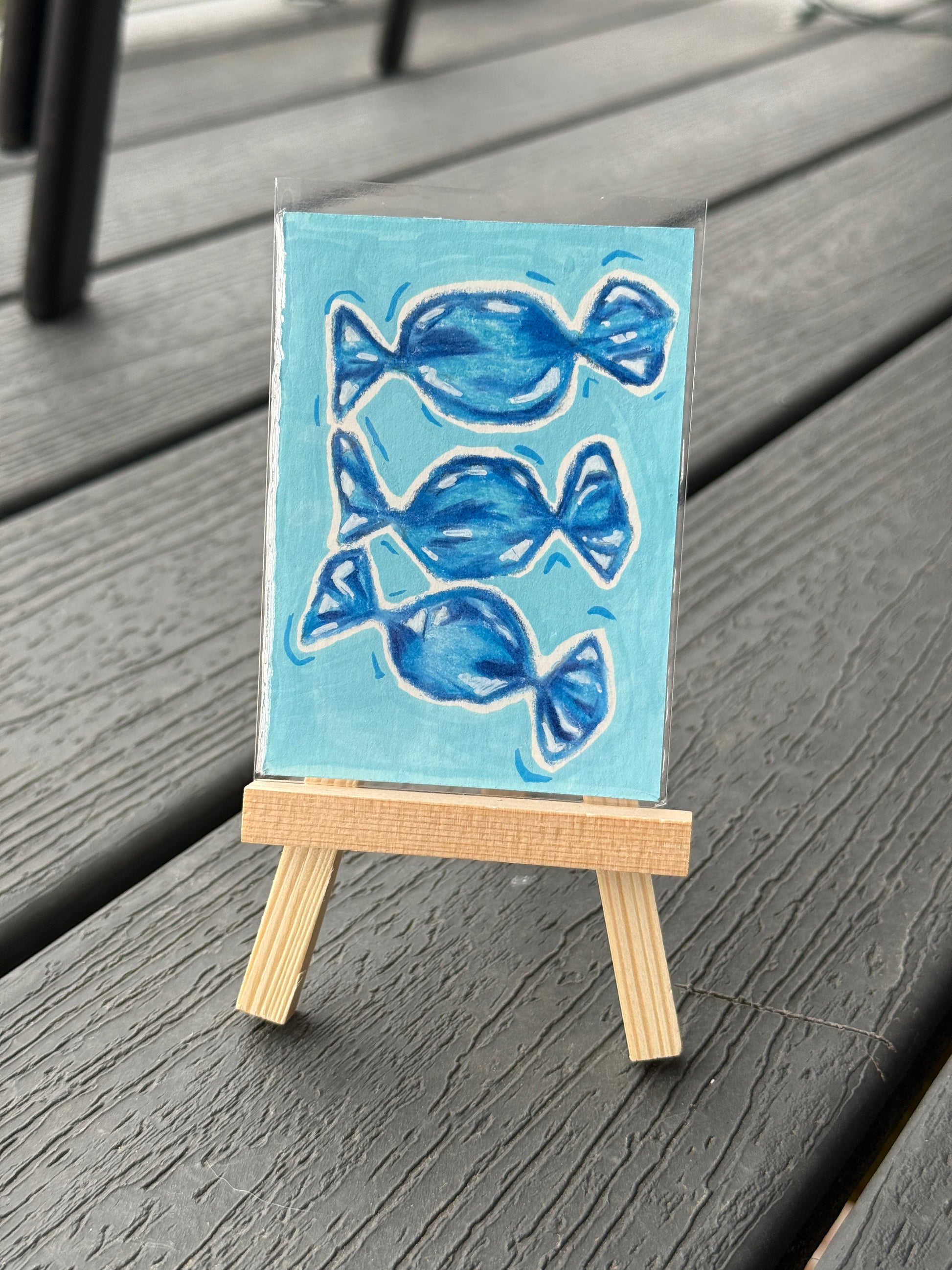 ACEO Original Mini Colored Pencil Art "Blue Candies” 2.5x3.5 // blue // candy // gift // artwork //