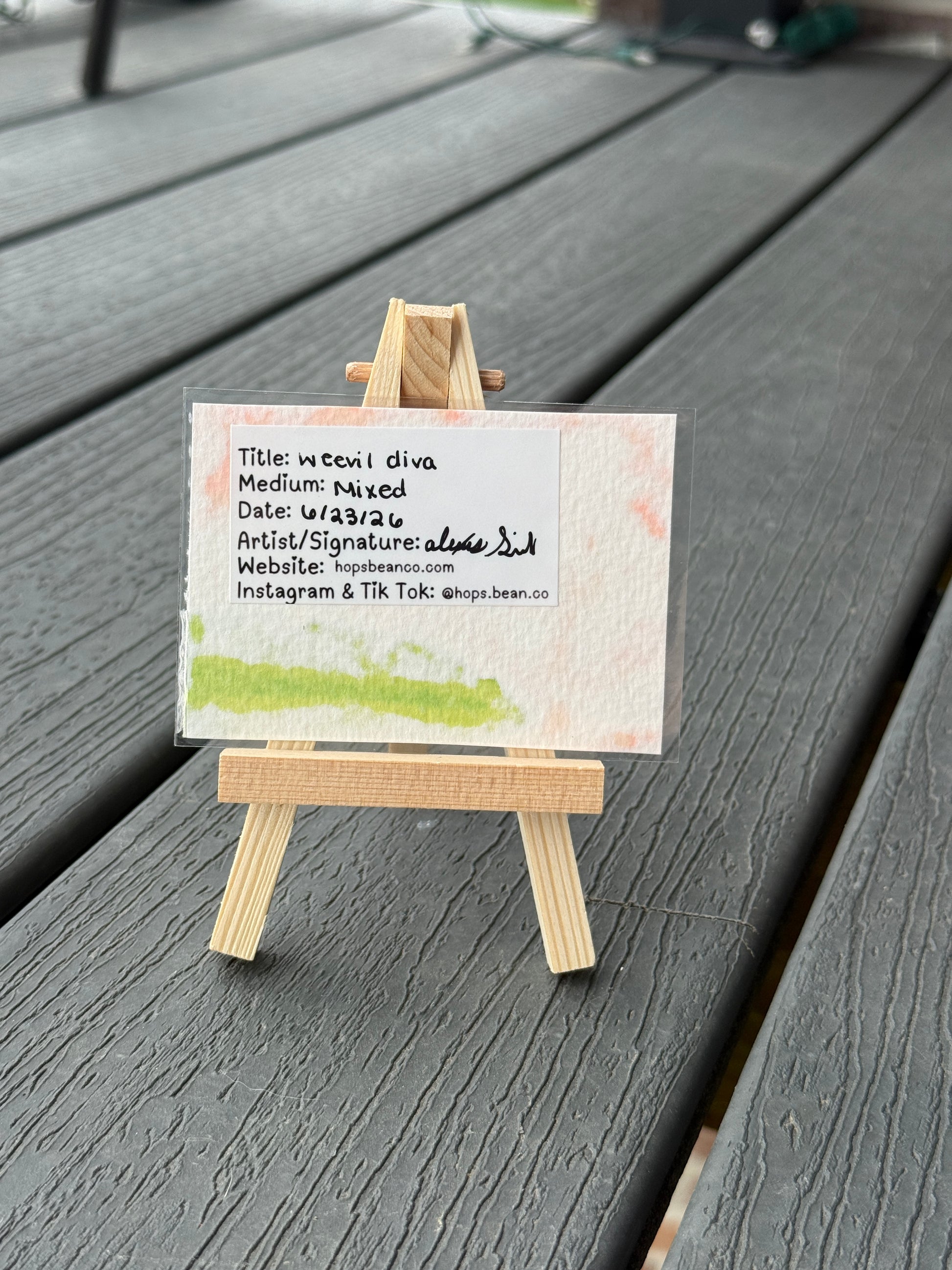 ACEO Original Mini Mixed Art "Weevil Diva” 2.5x3.5 // weevil // animal // gift // insect //