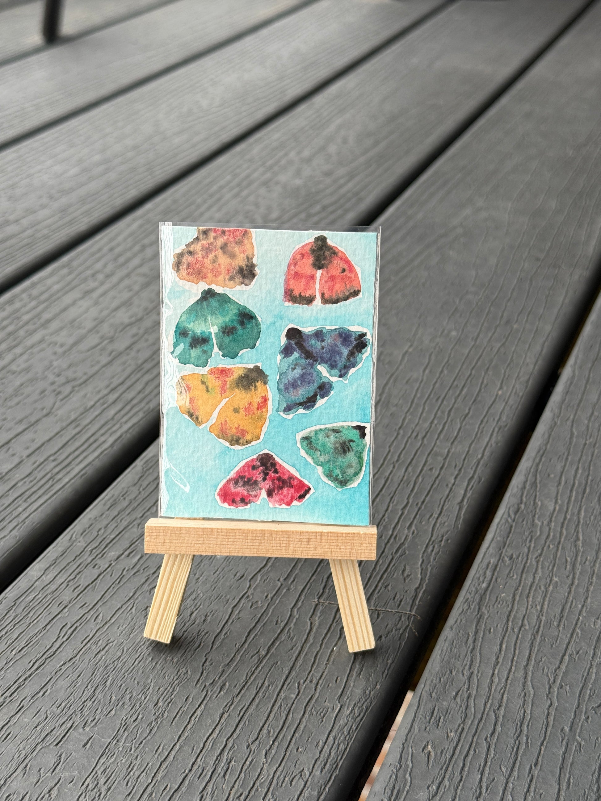 ACEO Original Mini Watercolor Art "Cutie Moths” 2.5x3.5 // moths // insect // gift // bug //