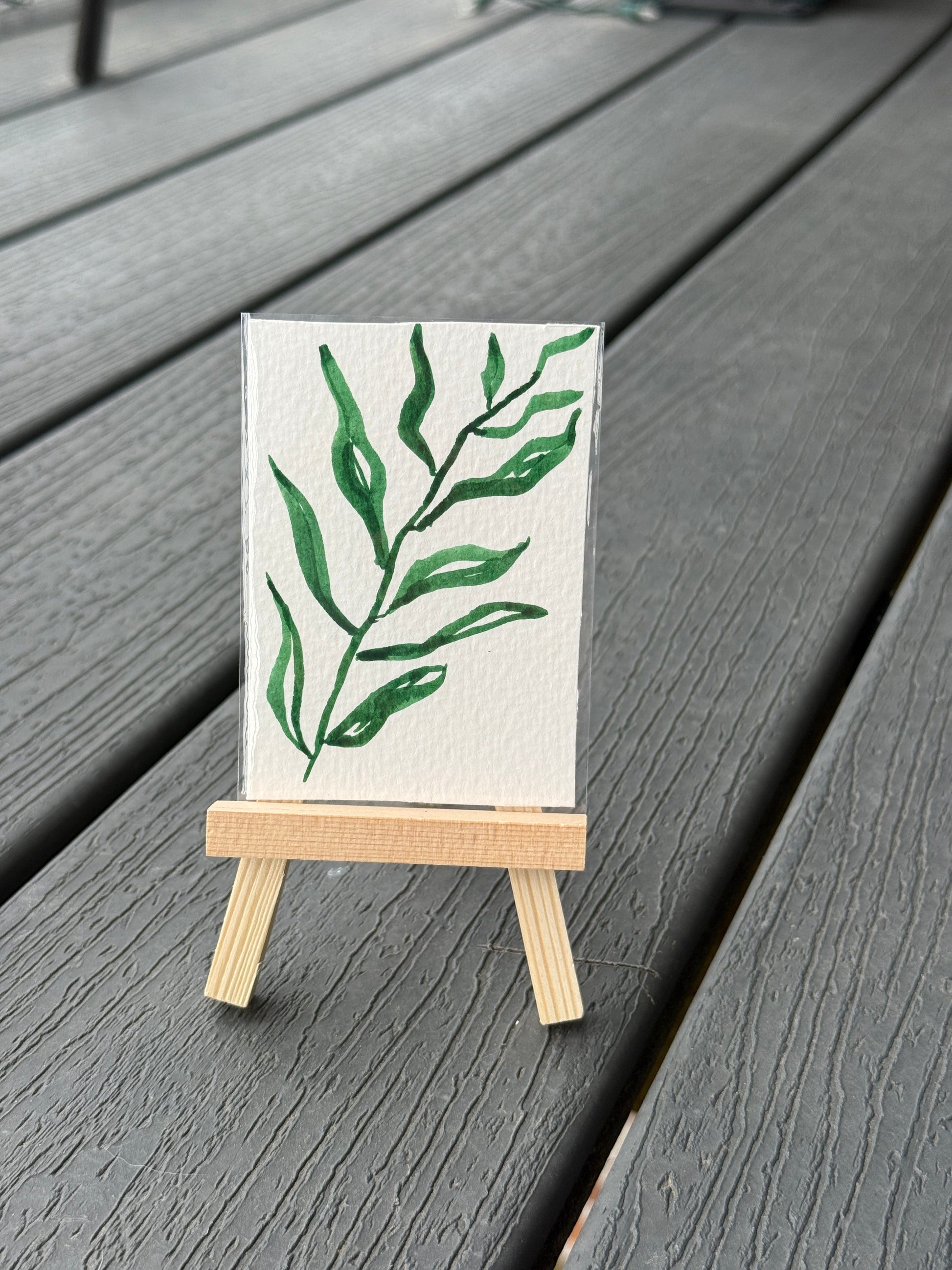 ACEO Original Mini Watercolor Art "Green Plant” 2.5x3.5 // plant // art // gift // green //