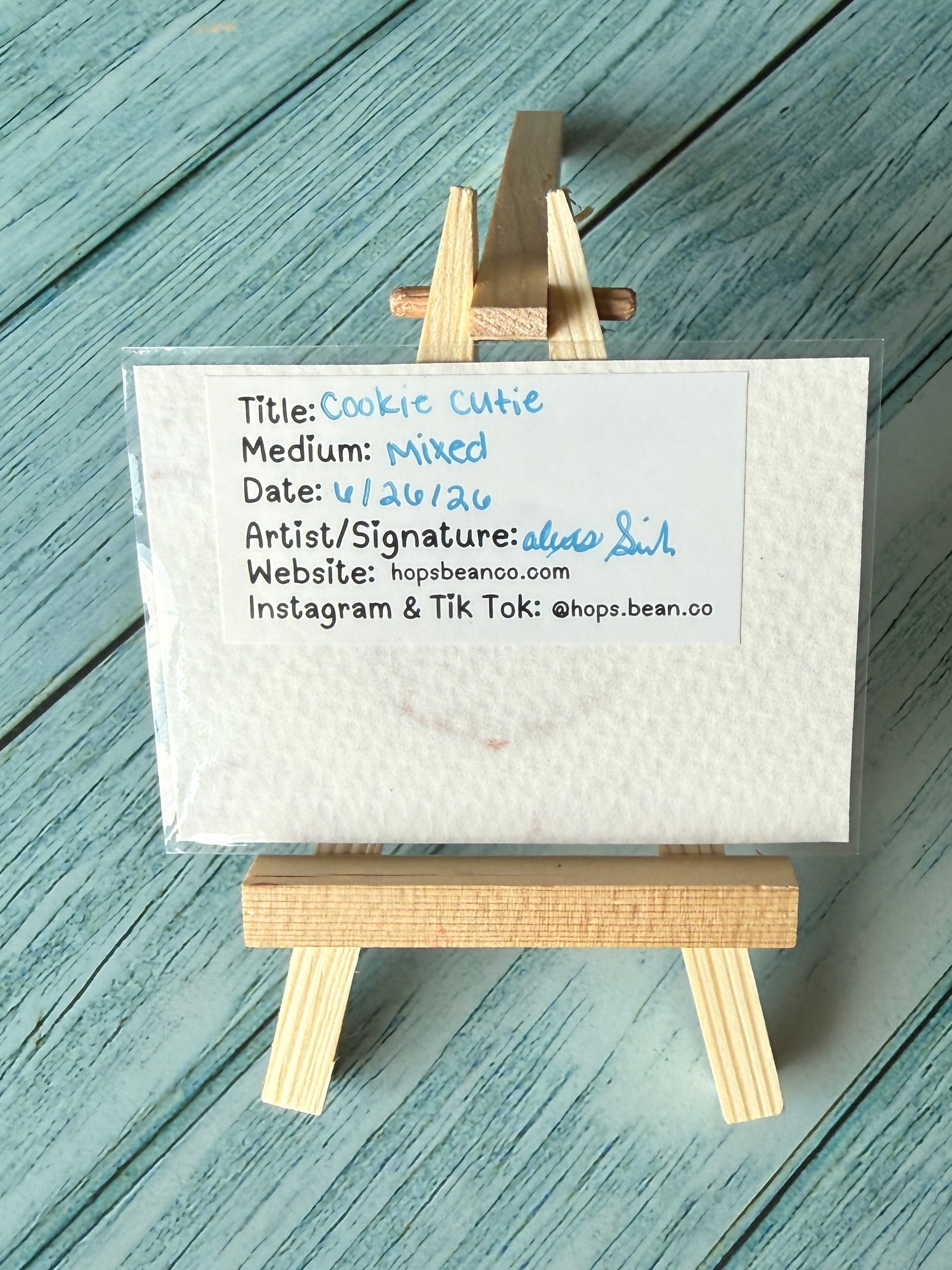 ACEO Original Mini Mixed Media Art "Cookie Cutie” 2.5x3.5 // food // art // cookie // gift //