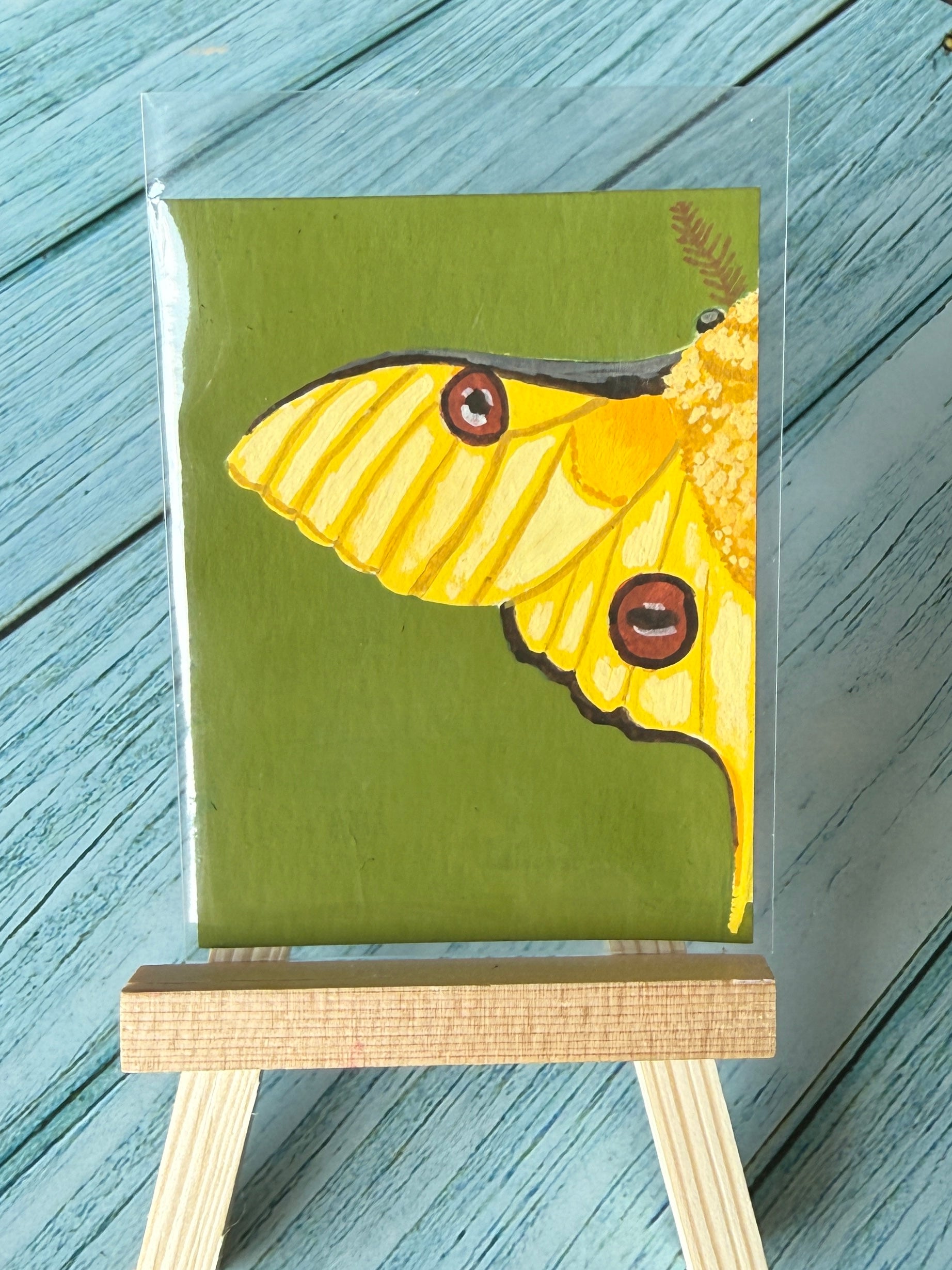 ACEO Original Mini Gouache Art "Comet Moth” 2.5x3.5 // moth // art // insect // gift //