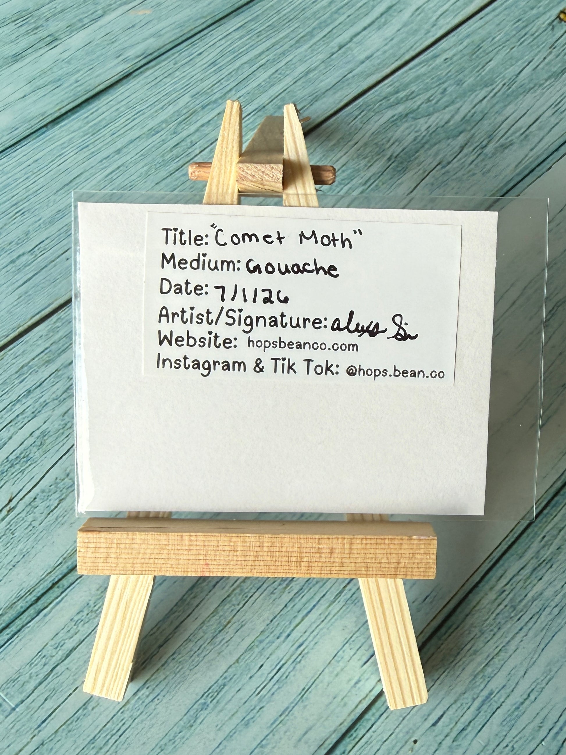 ACEO Original Mini Gouache Art "Comet Moth” 2.5x3.5 // moth // art // insect // gift //