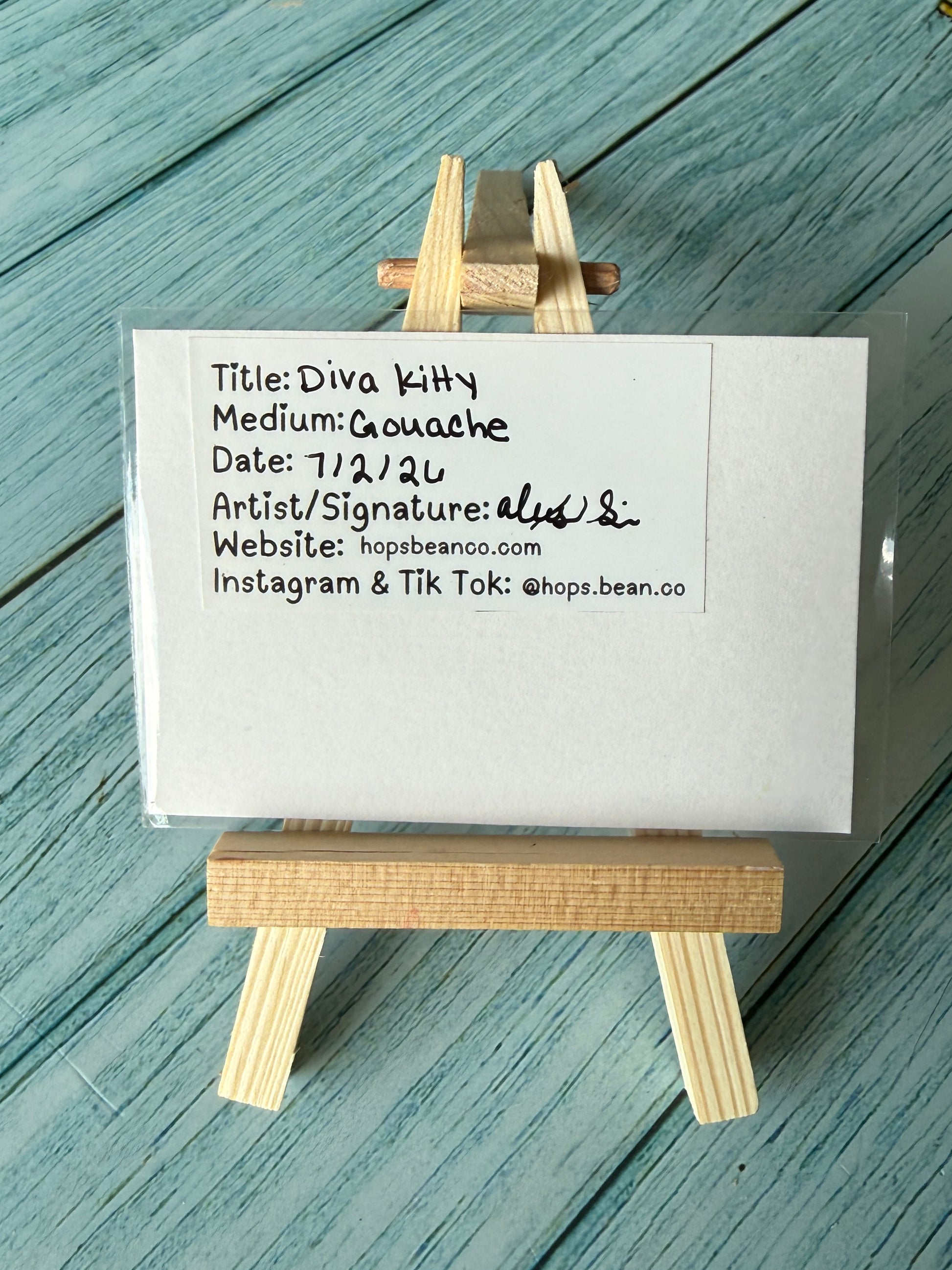 ACEO Original Mini Gouache Art "Diva Kitty” 2.5x3.5 // kitty // art // feline // gift //