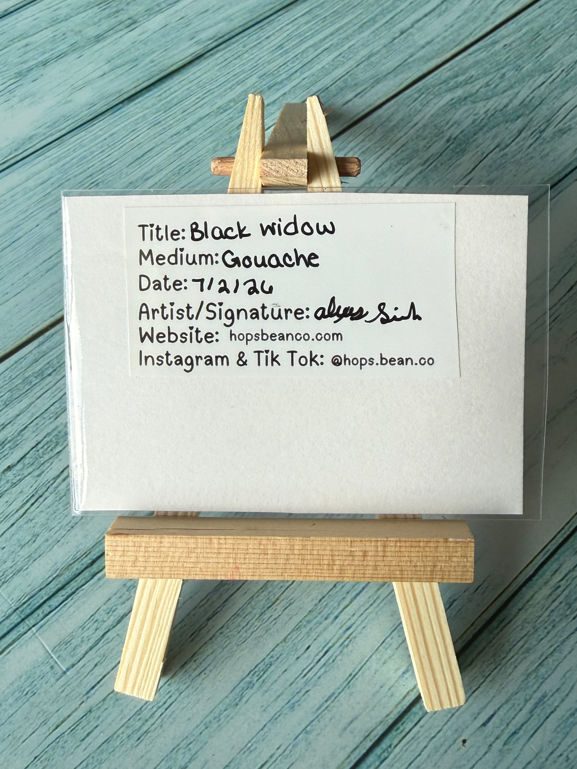 ACEO Original Mini Gouache Art "Black Widow” 2.5x3.5 // spider // art // arachnid // gift //