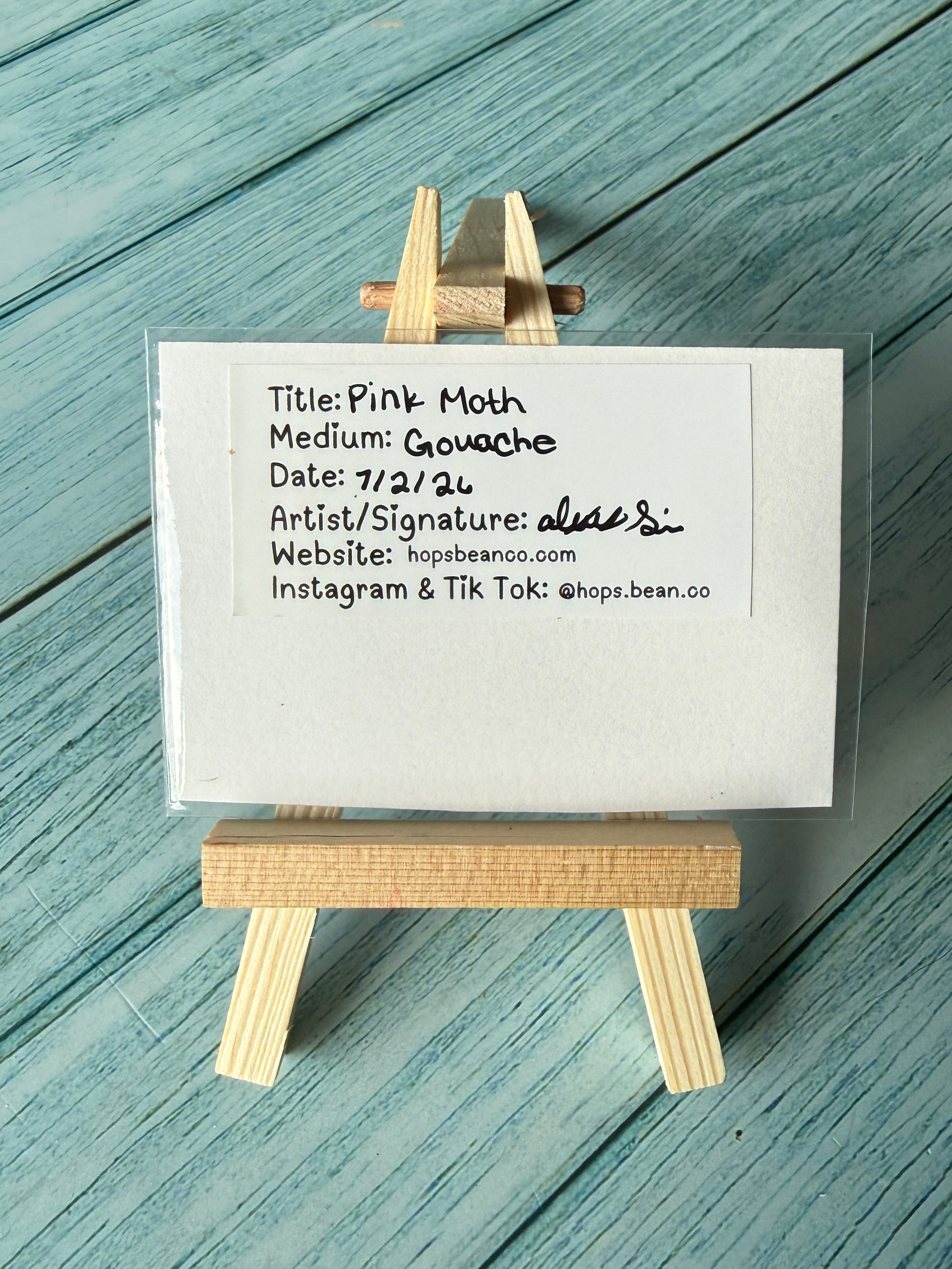 ACEO Original Mini Gouache Art "Pink moth” 2.5x3.5 // moth // art // insect // gift //