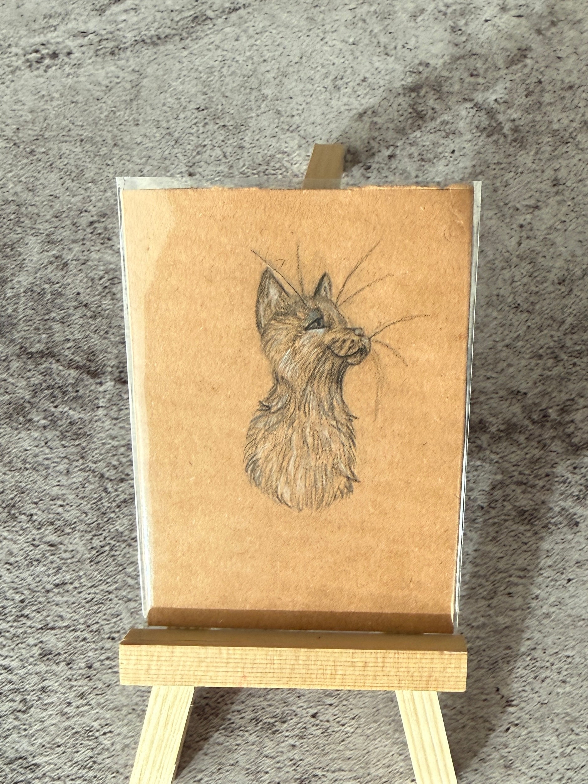 ACEO Original Mini Art "Gray Cat” 2.5x3.5 // kitty // pet // animal // gift //