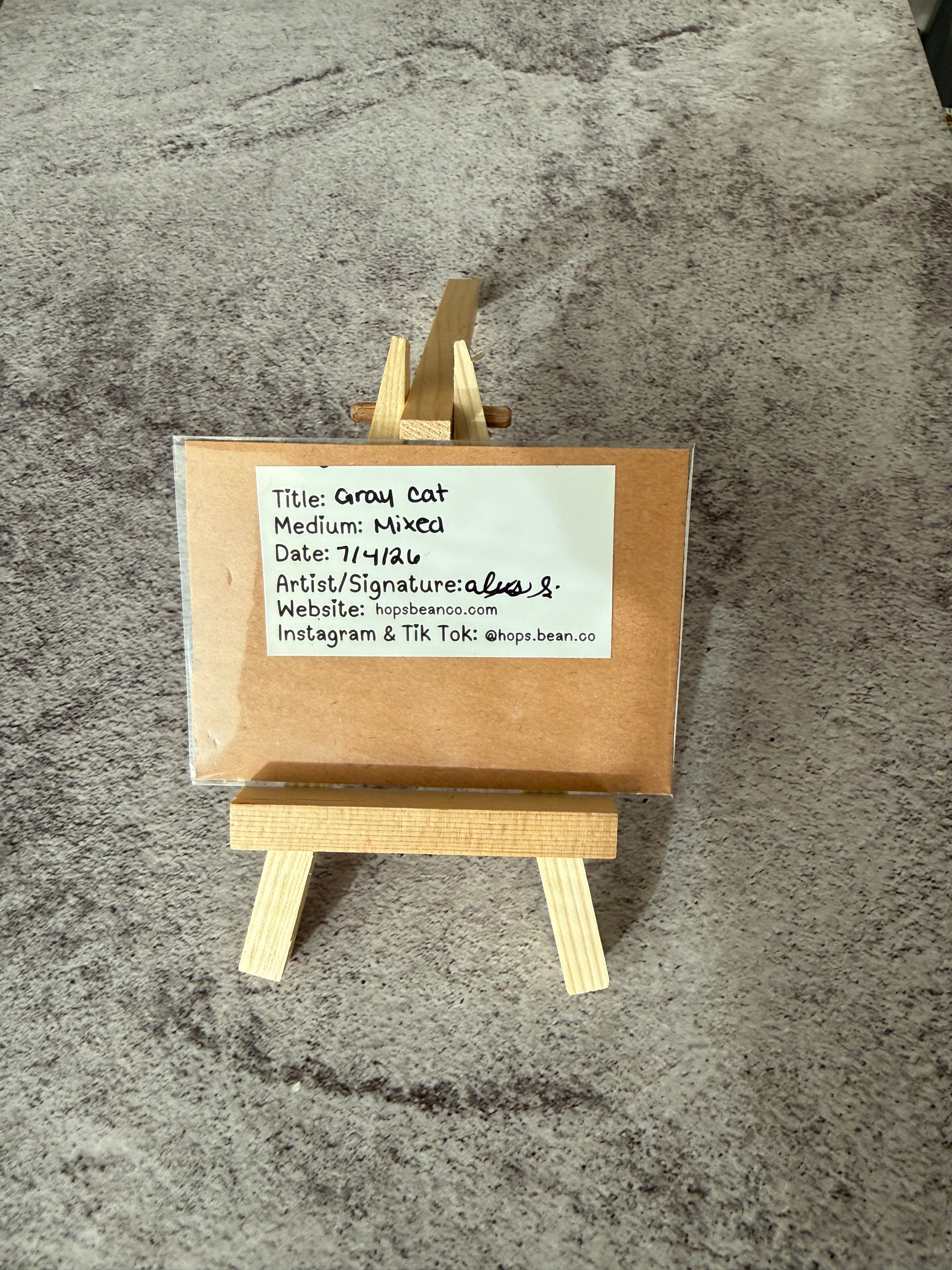 ACEO Original Mini Art "Gray Cat” 2.5x3.5 // kitty // pet // animal // gift //