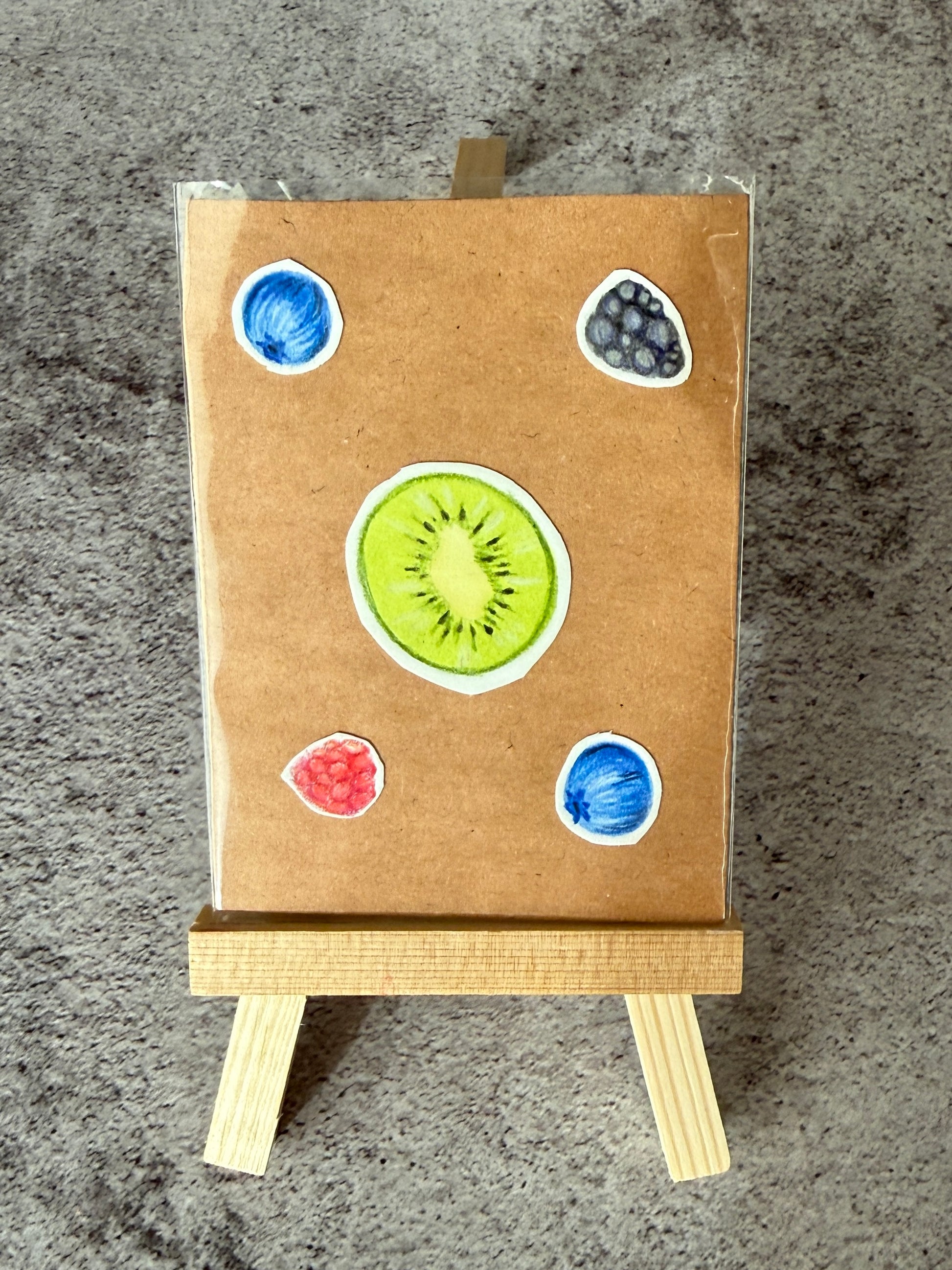 ACEO Original Mini Art "Scrapbook Fruits” 2.5x3.5 // scrap // food // fruit // gift //