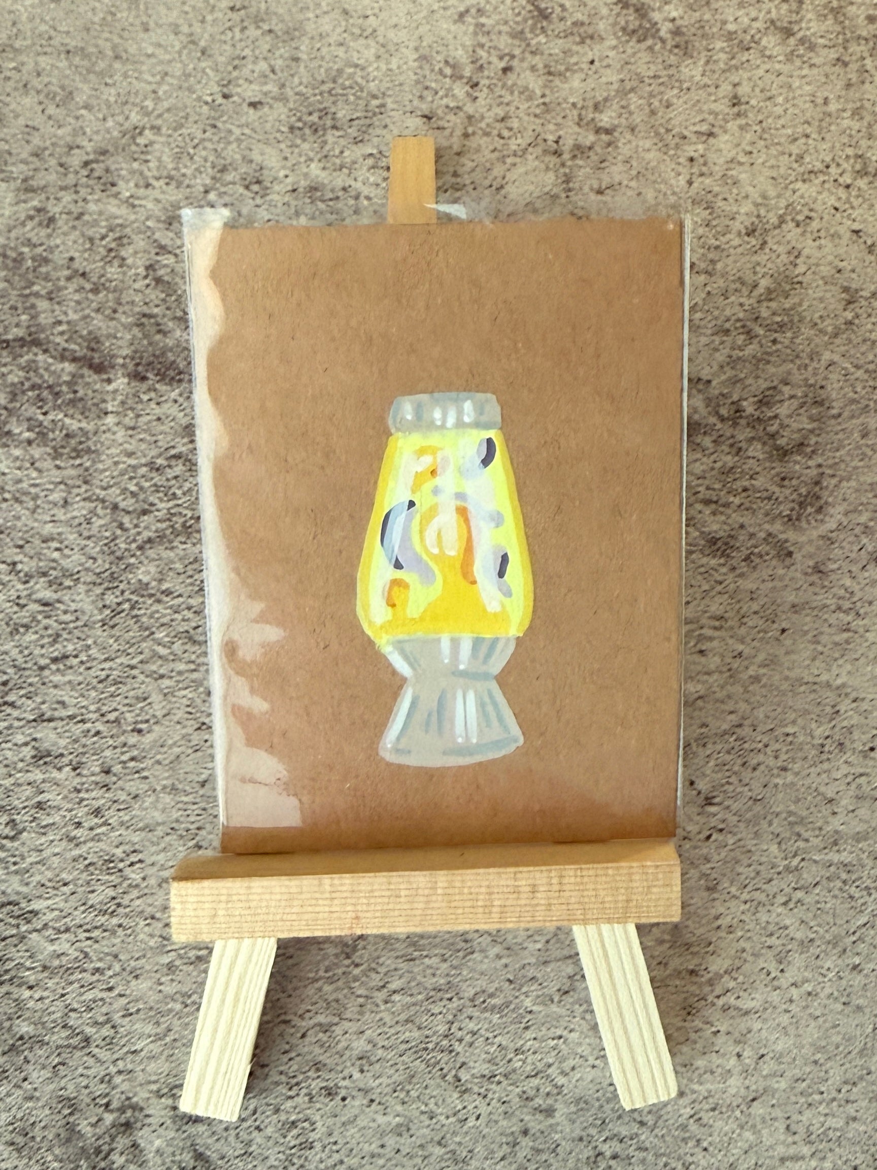 ACEO Original Mini Art "Purple & Yellow Lava Lamp” 2.5x3.5 // lamp // nostalgia // throwback // room //