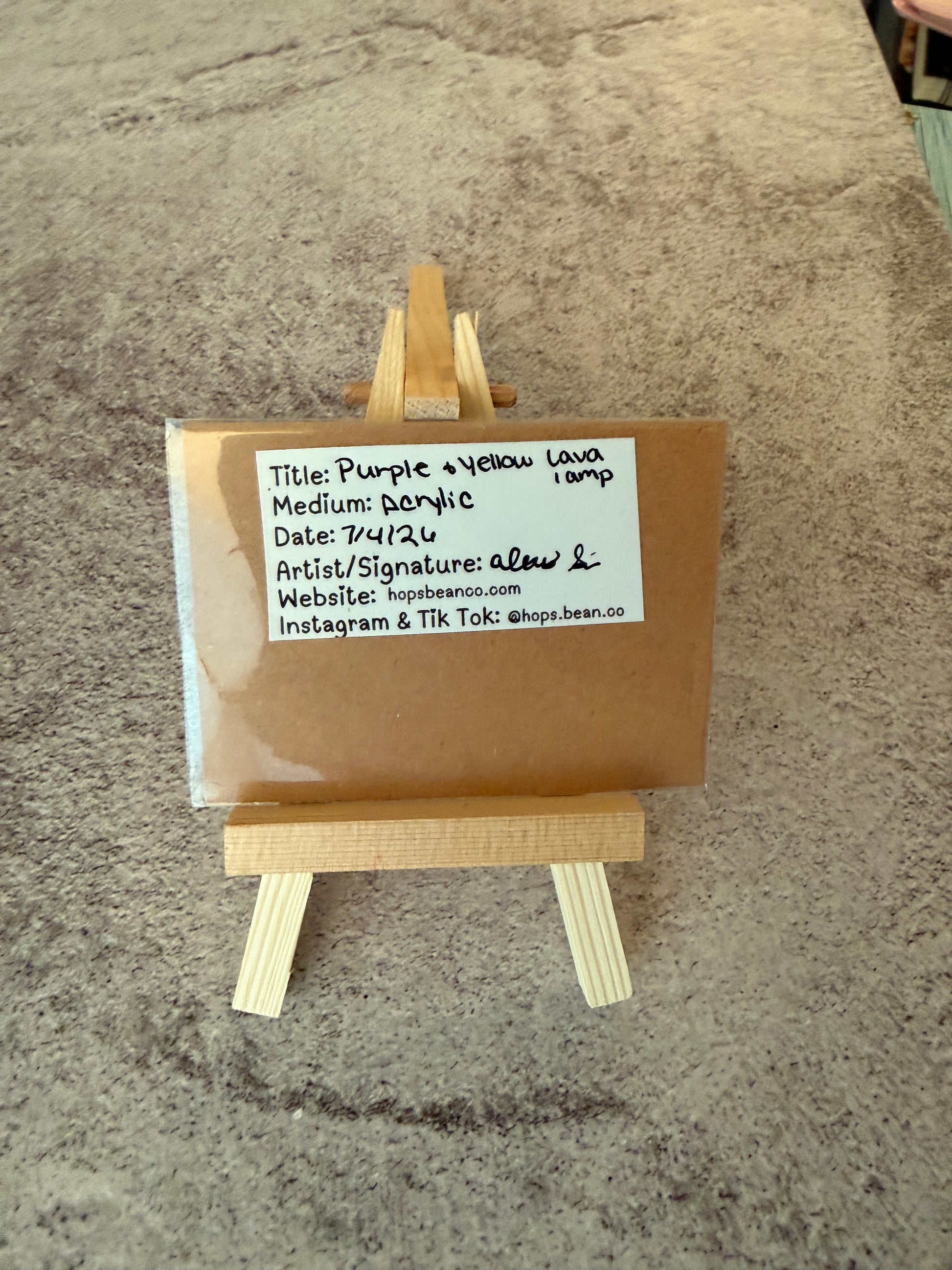 ACEO Original Mini Art "Purple & Yellow Lava Lamp” 2.5x3.5 // lamp // nostalgia // throwback // room //