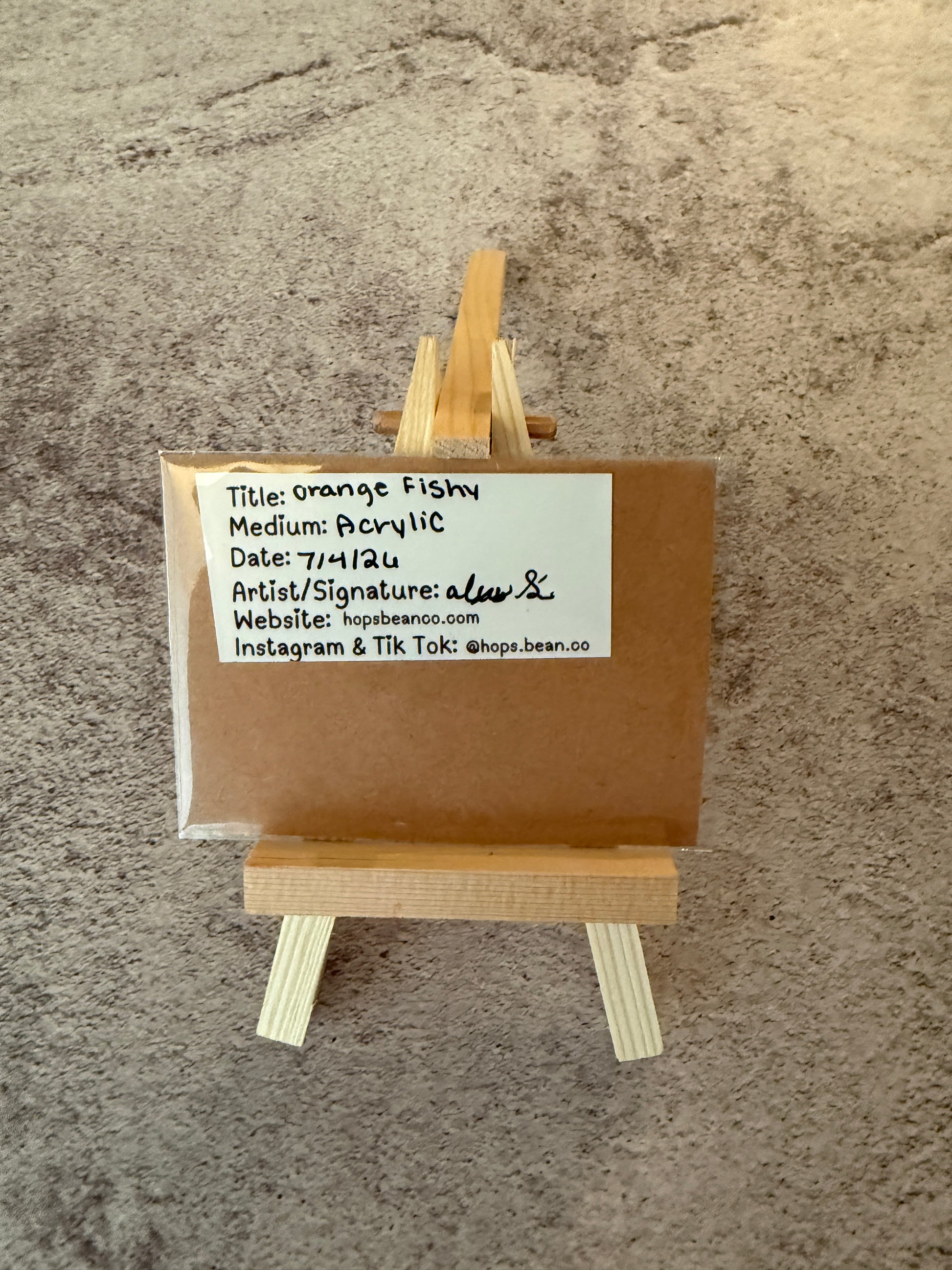 ACEO Original Mini Art "Orange Fishy” 2.5x3.5 // cute // fish // ocean // animal //