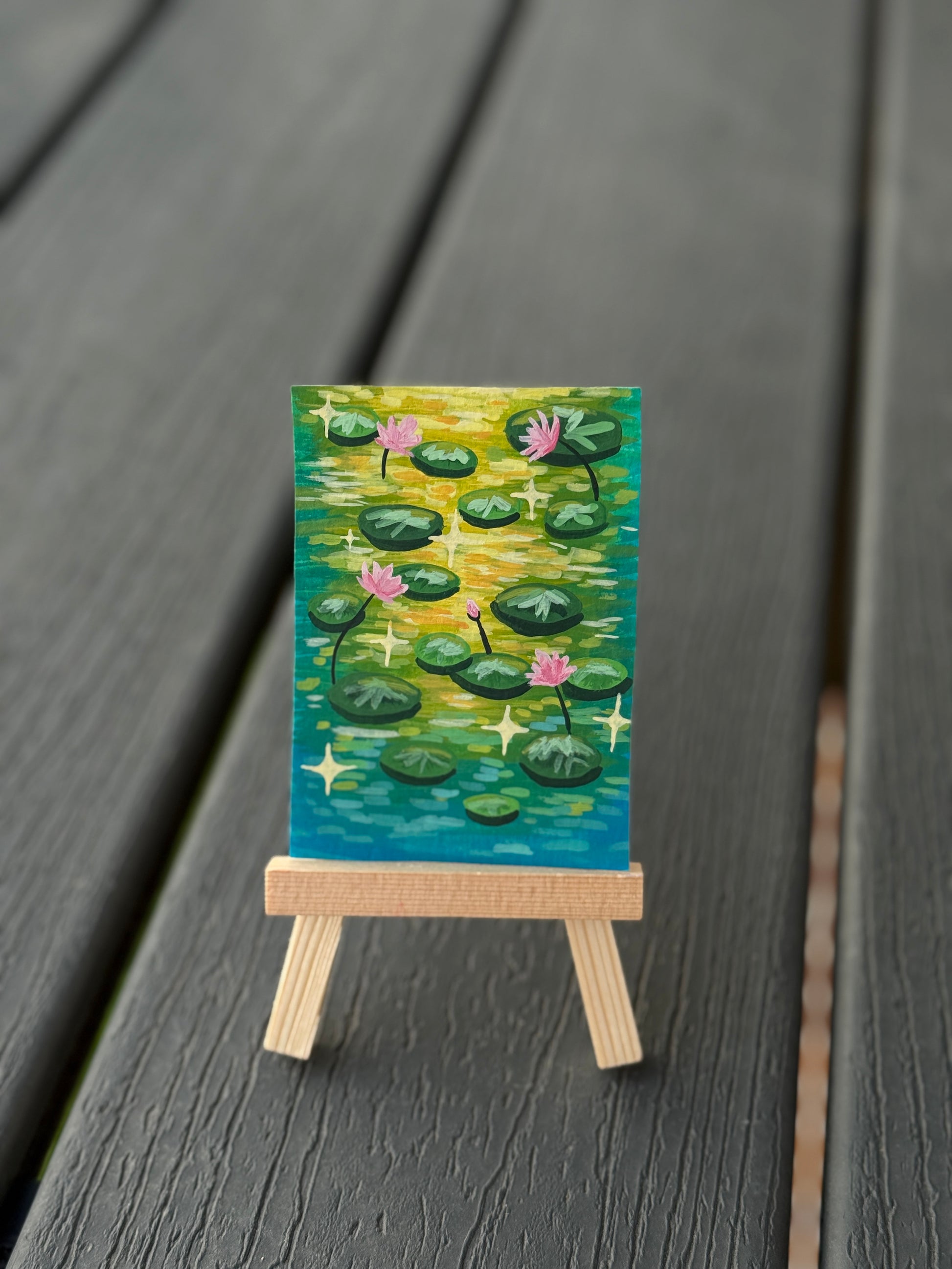 ACEO Original Mini Art "Lily Pond” 2.5x3.5