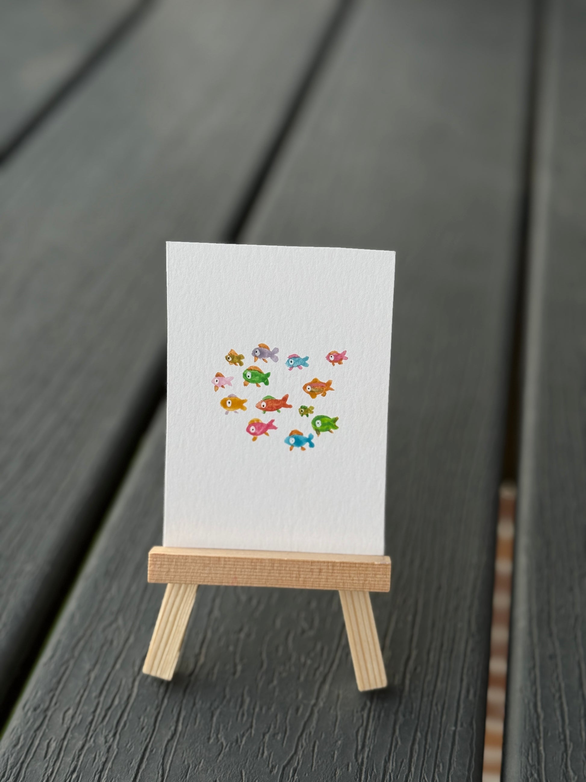 ACEO Original Mini Art "Fish School” 2.5x3.5