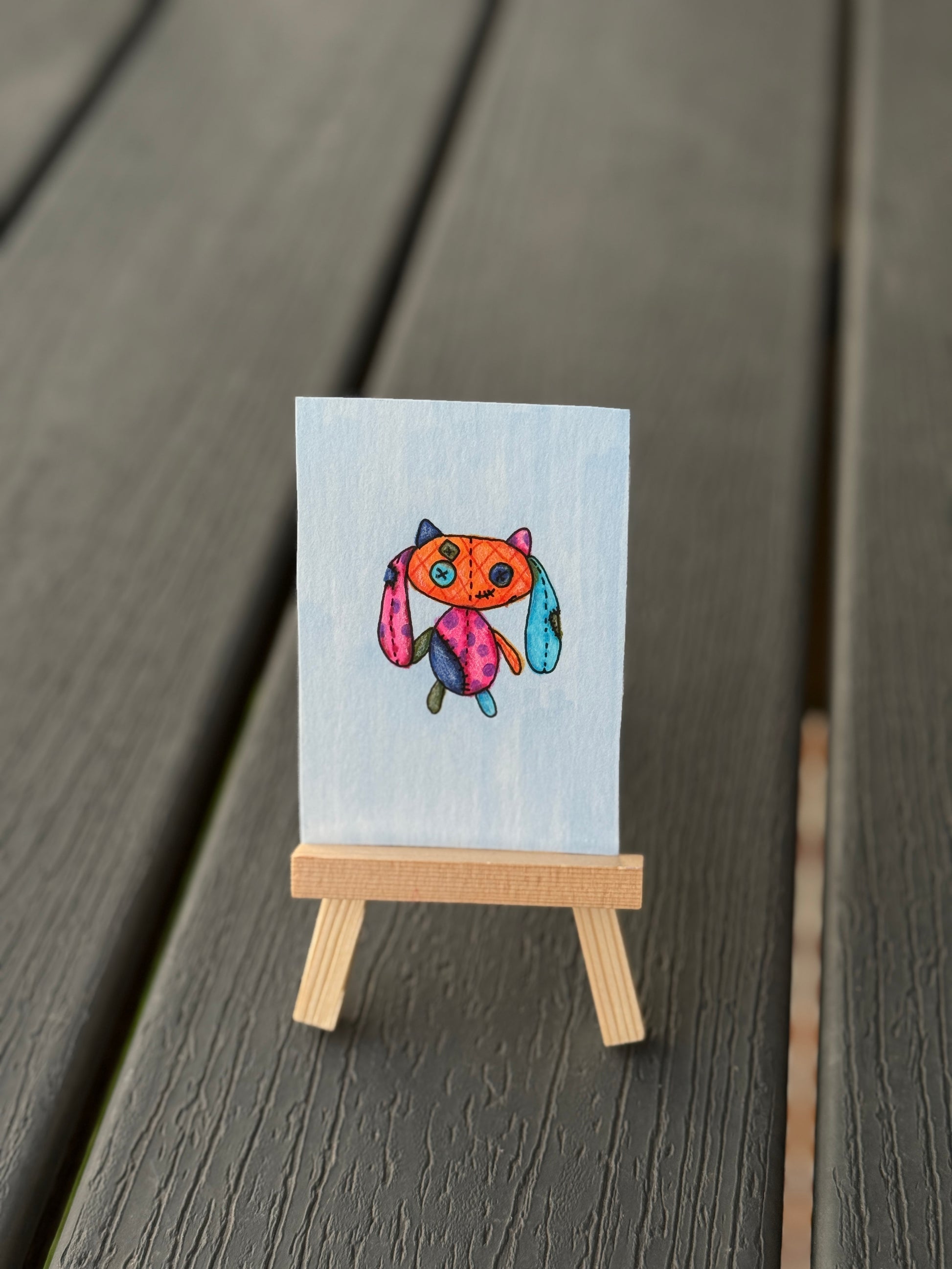 ACEO Original Mini Art "Neon Dolll” 2.5x3.5