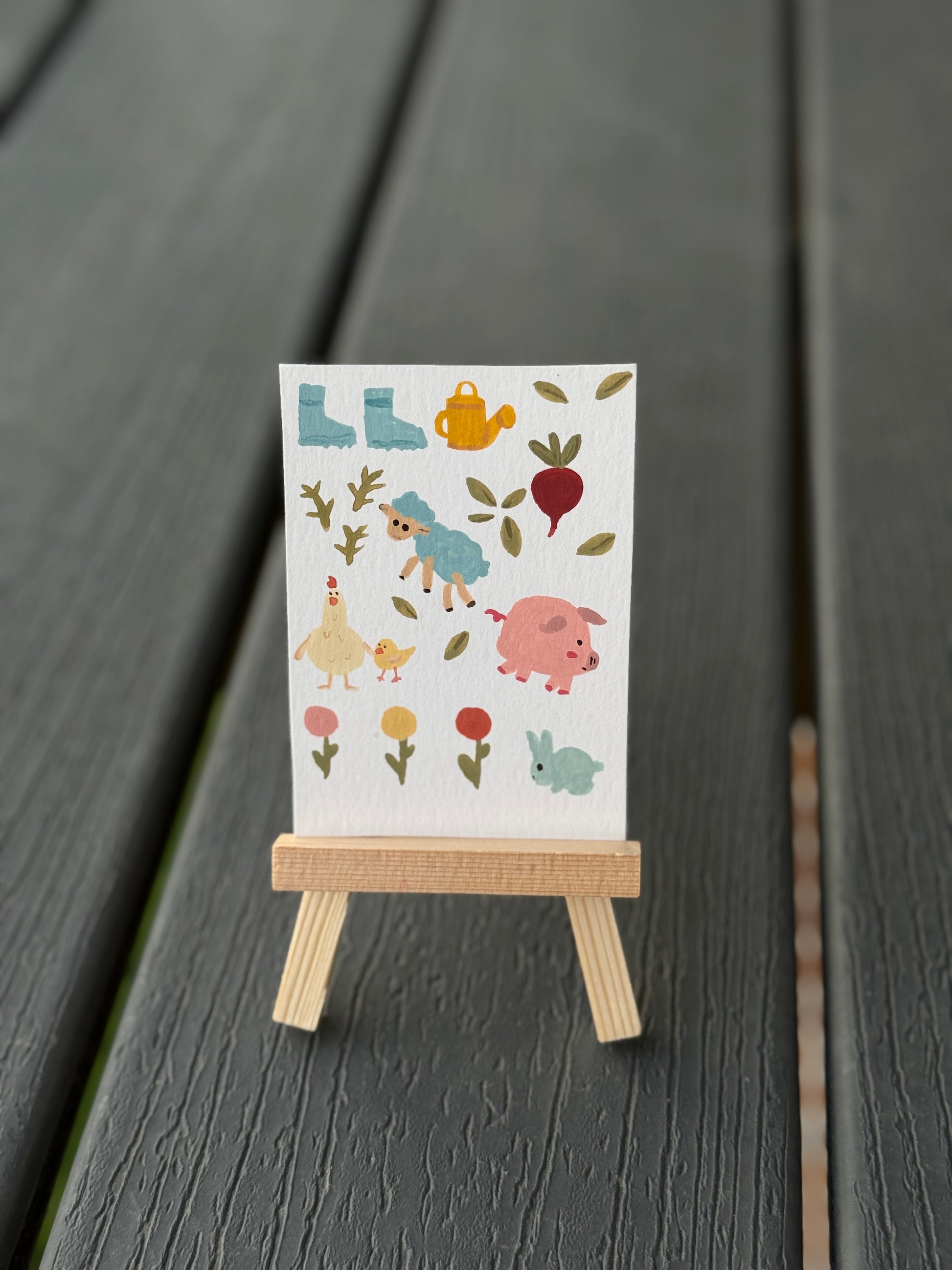 ACEO Original Mini Art "Farm Fun” 2.5x3.5