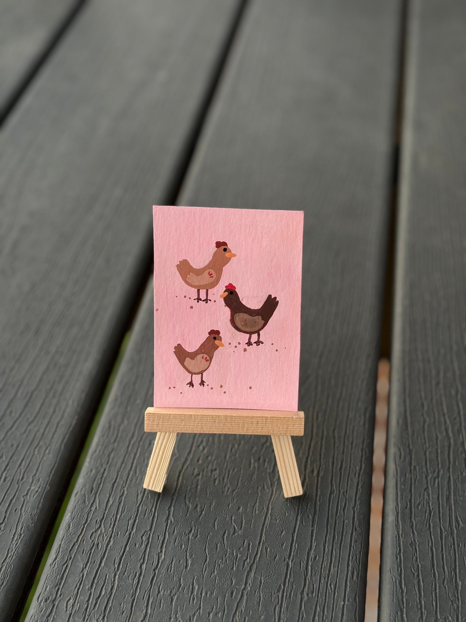 ACEO Original Mini Art "Chickens” 2.5x3.5