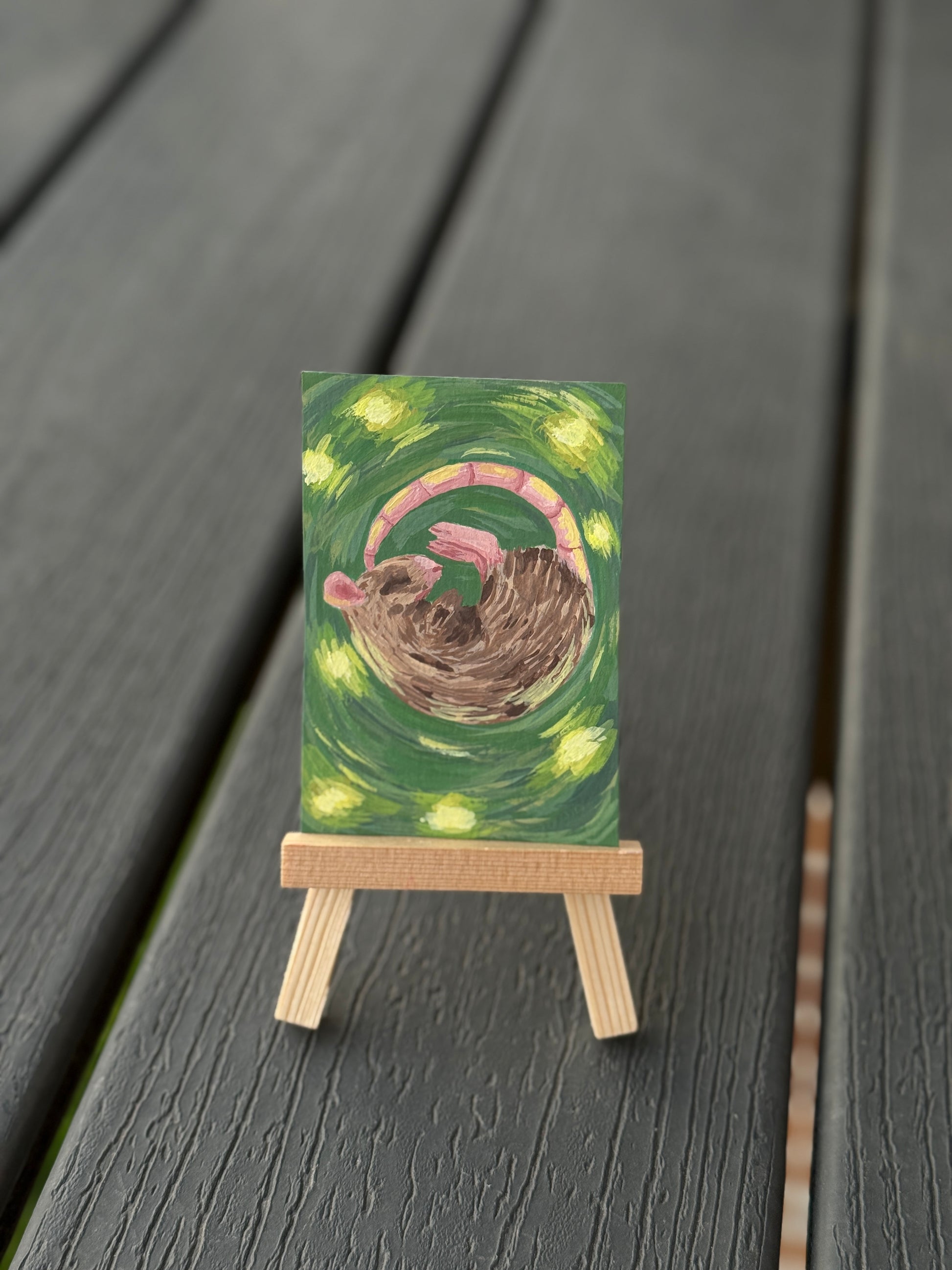 ACEO Original Mini Art "Sleepy Rat” 2.5x3.5